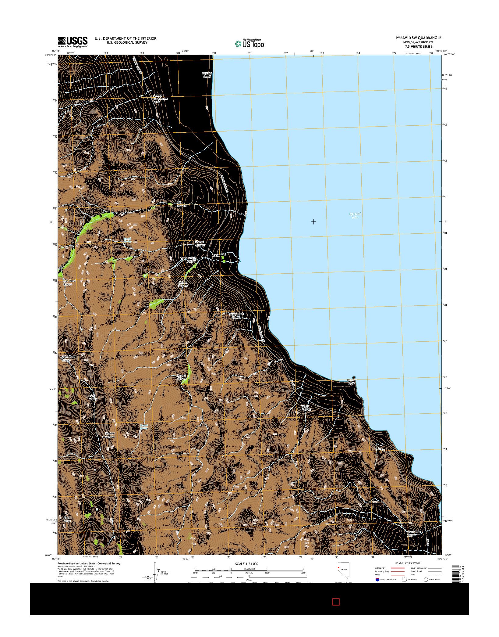USGS US TOPO 7.5-MINUTE MAP FOR PYRAMID SW, NV 2014