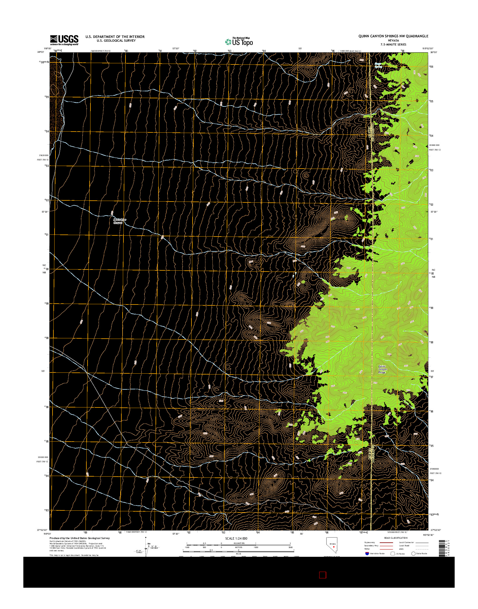 USGS US TOPO 7.5-MINUTE MAP FOR QUINN CANYON SPRINGS NW, NV 2014