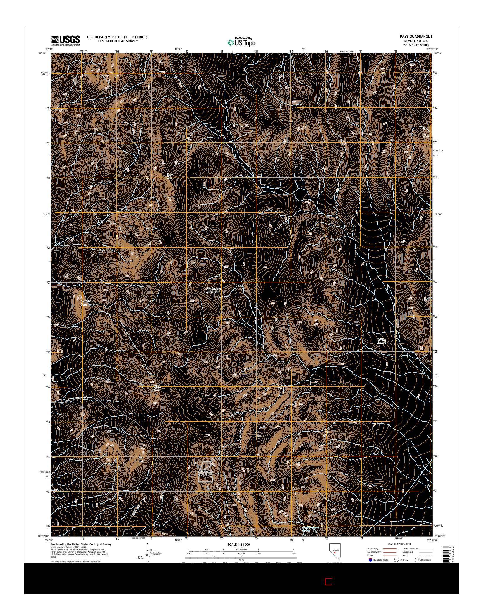 USGS US TOPO 7.5-MINUTE MAP FOR RAYS, NV 2014