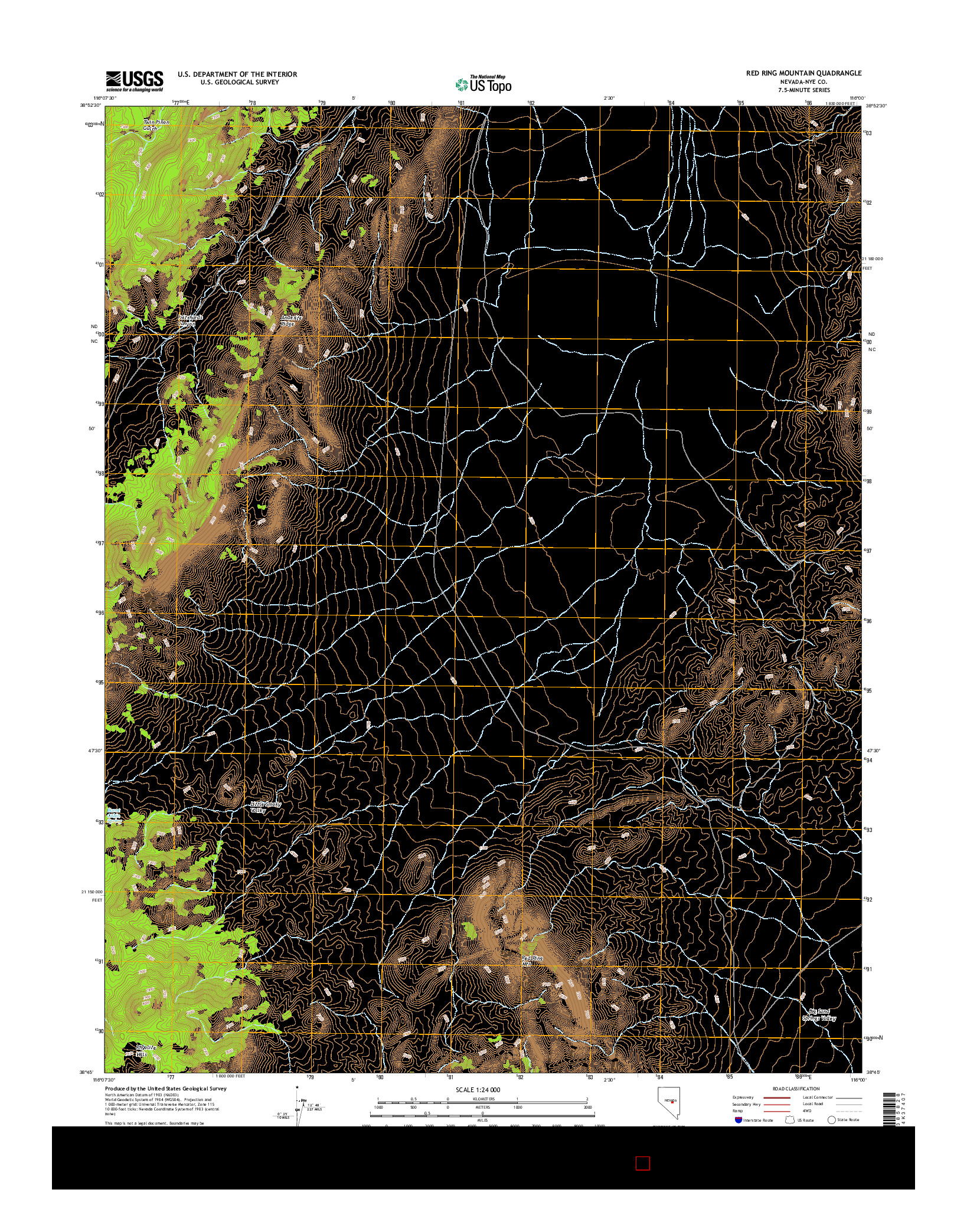 USGS US TOPO 7.5-MINUTE MAP FOR RED RING MOUNTAIN, NV 2014