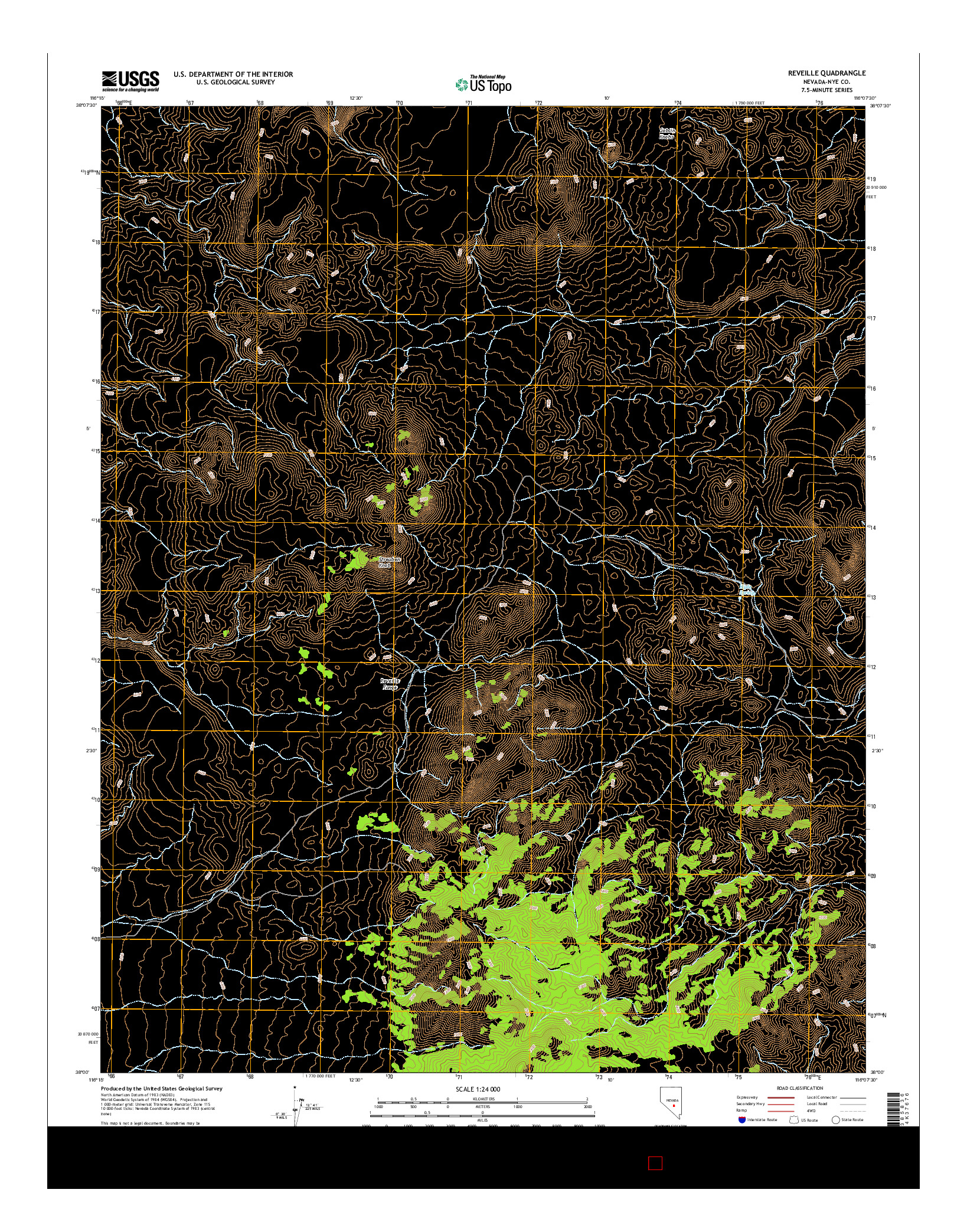 USGS US TOPO 7.5-MINUTE MAP FOR REVEILLE, NV 2014