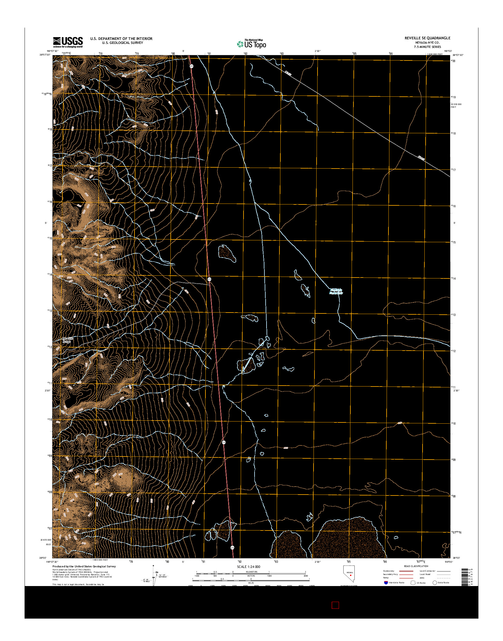 USGS US TOPO 7.5-MINUTE MAP FOR REVEILLE SE, NV 2014