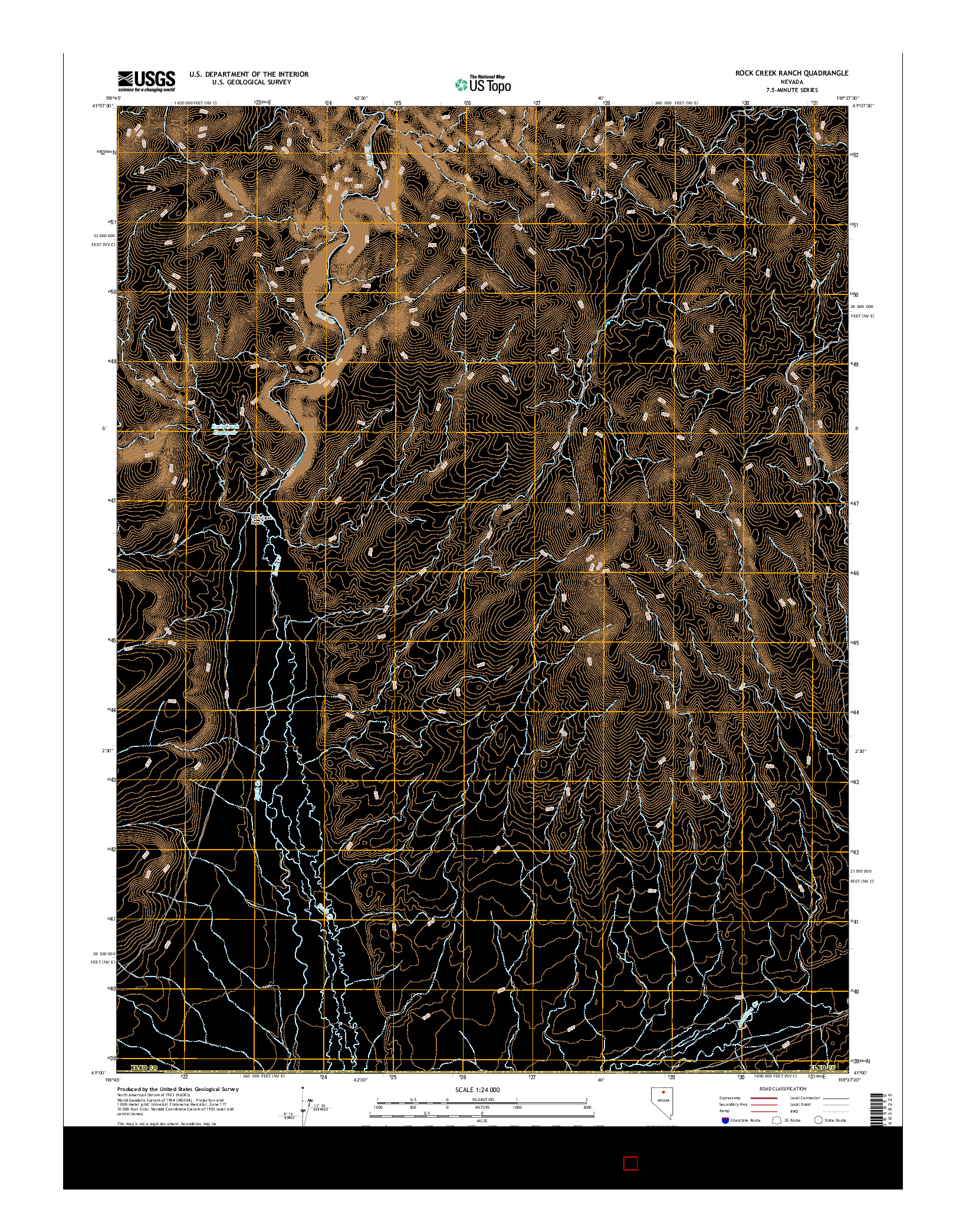 USGS US TOPO 7.5-MINUTE MAP FOR ROCK CREEK RANCH, NV 2014