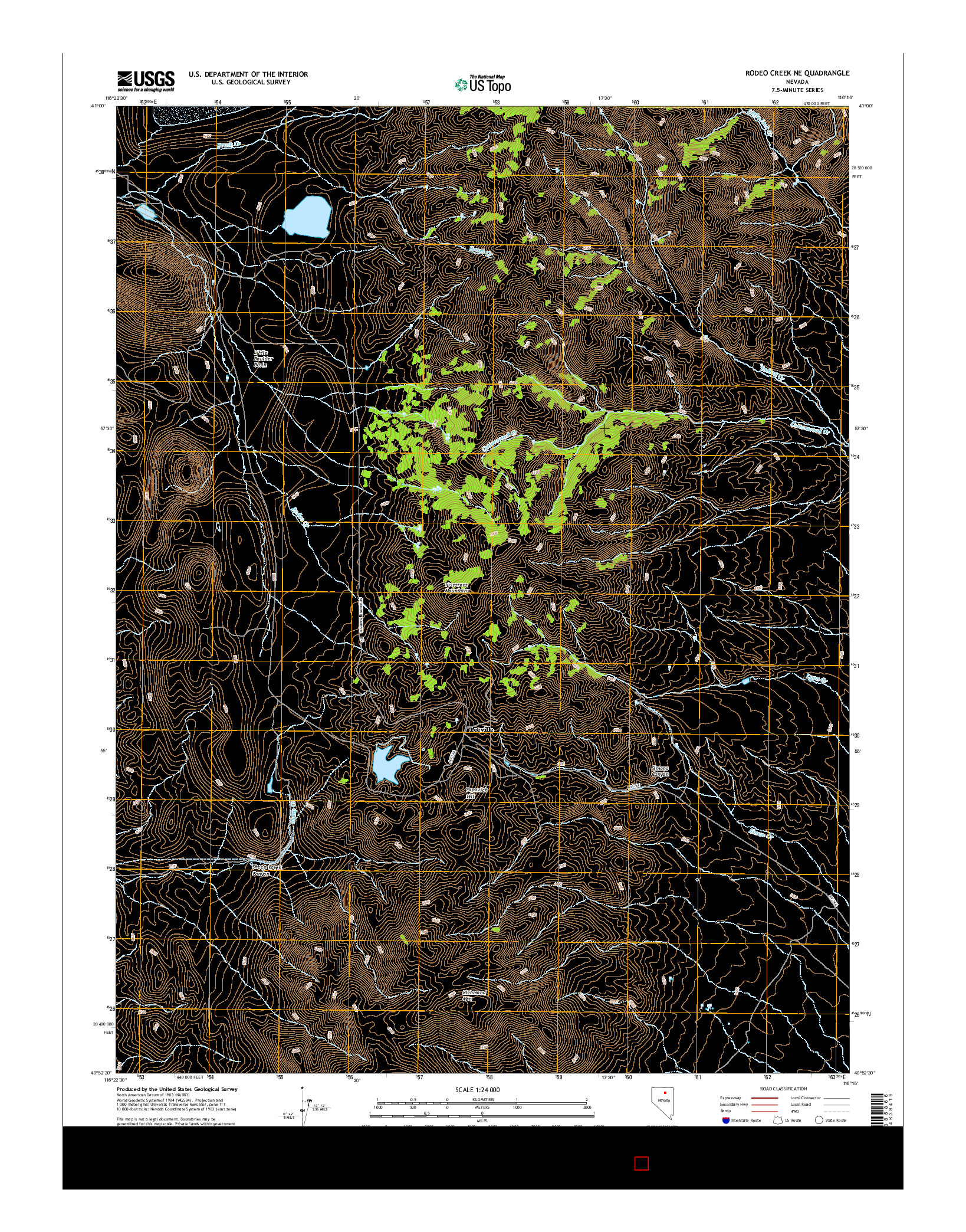 USGS US TOPO 7.5-MINUTE MAP FOR RODEO CREEK NE, NV 2014