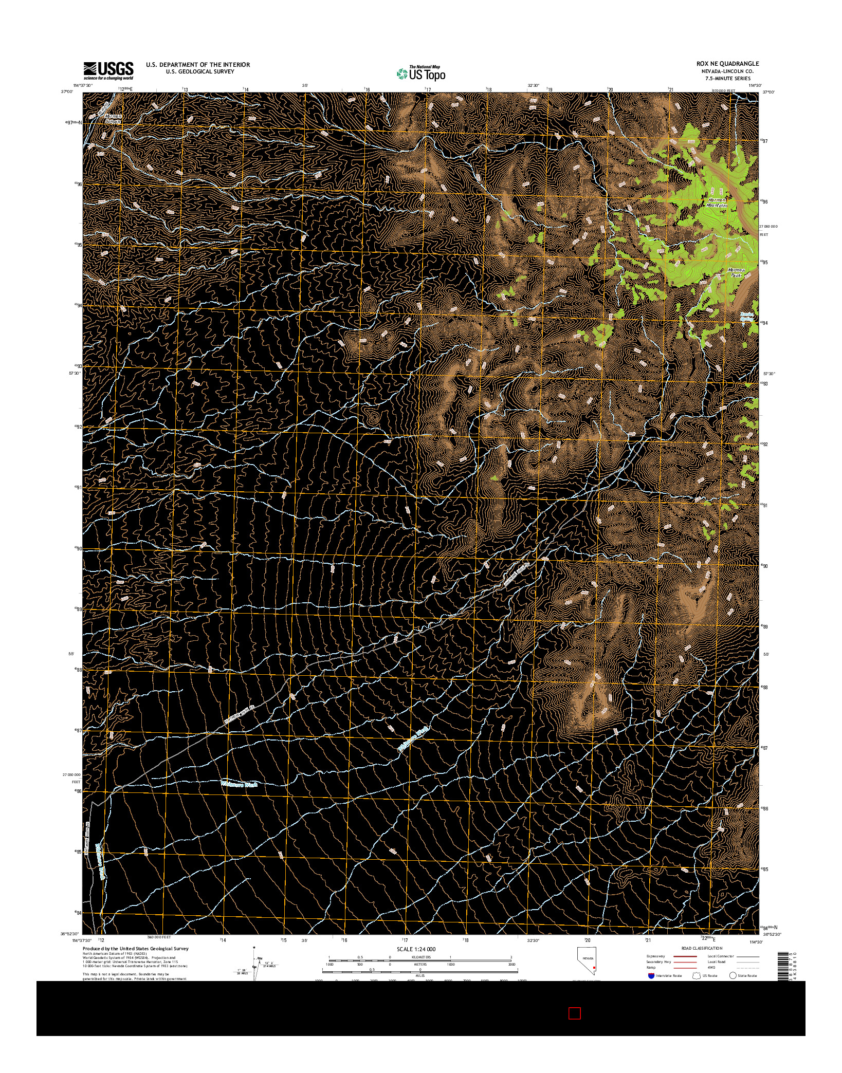 USGS US TOPO 7.5-MINUTE MAP FOR ROX NE, NV 2014