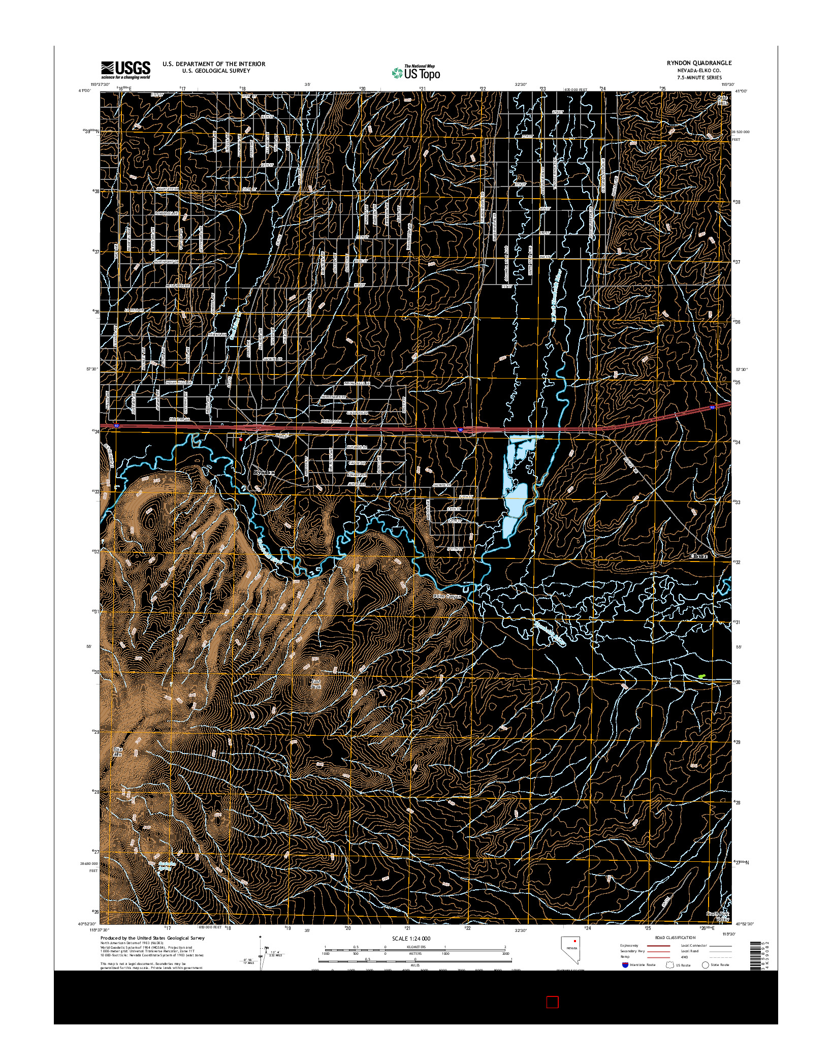 USGS US TOPO 7.5-MINUTE MAP FOR RYNDON, NV 2014