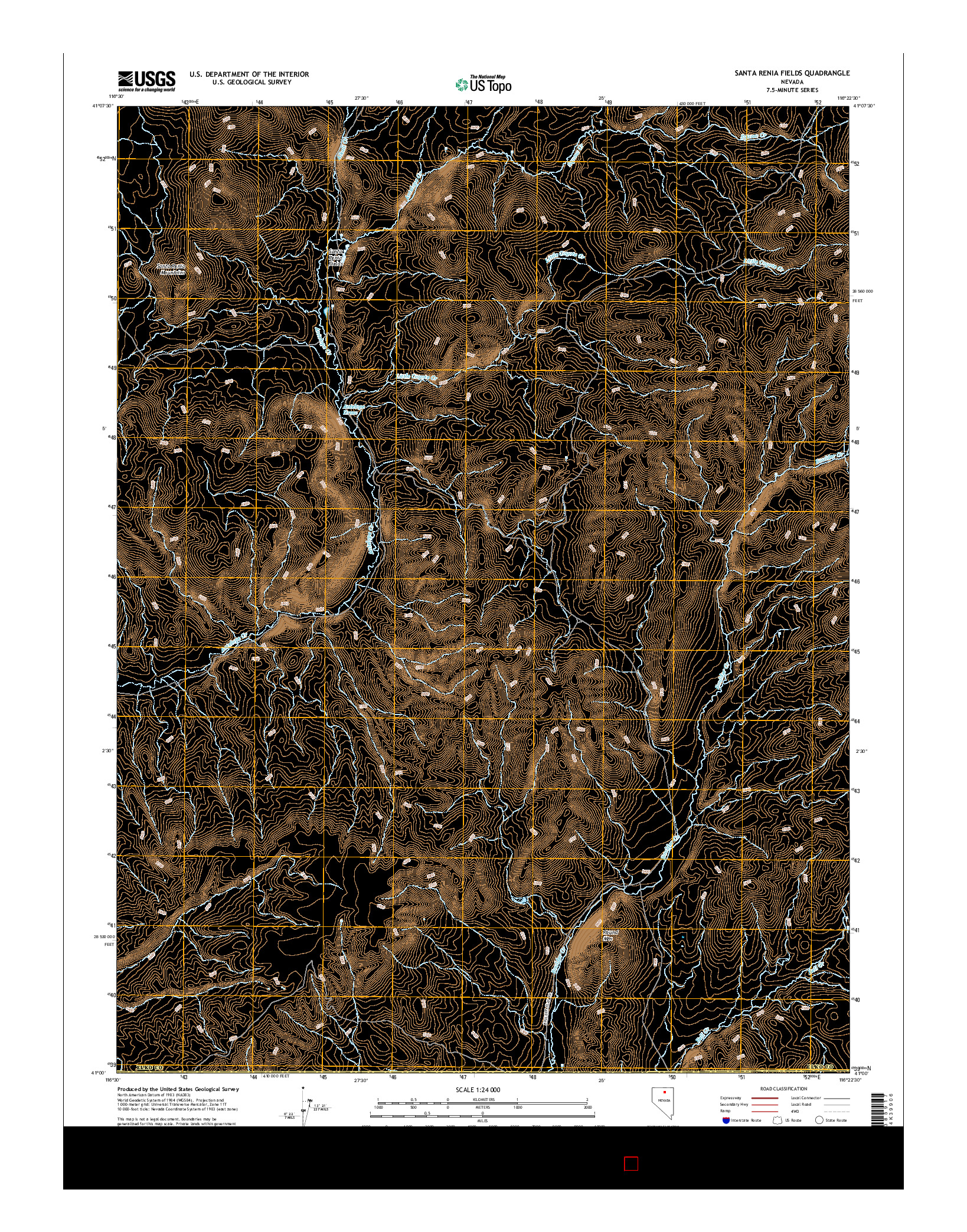USGS US TOPO 7.5-MINUTE MAP FOR SANTA RENIA FIELDS, NV 2014