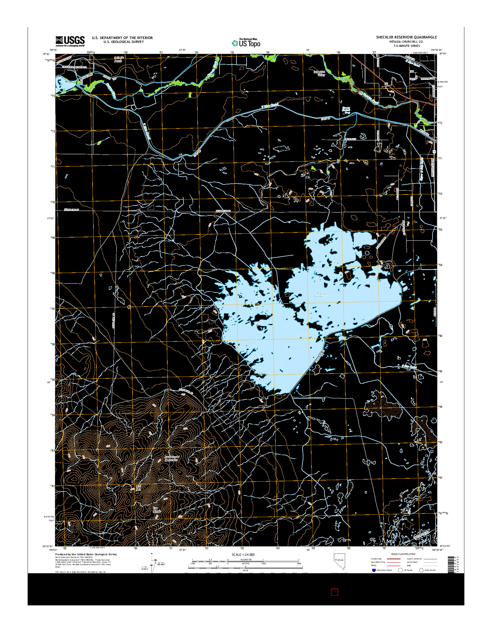 USGS US TOPO 7.5-MINUTE MAP FOR SHECKLER RESERVOIR, NV 2014