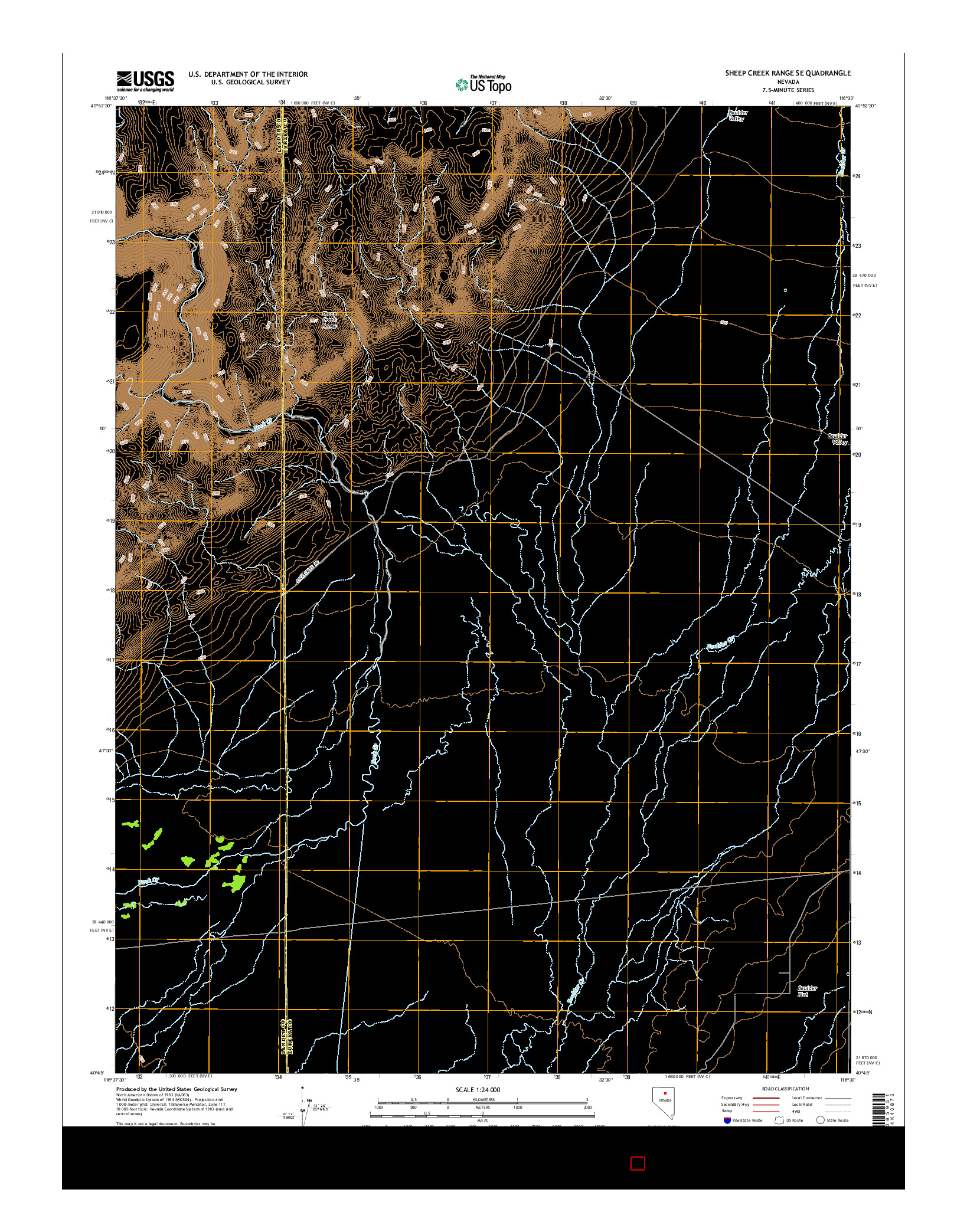USGS US TOPO 7.5-MINUTE MAP FOR SHEEP CREEK RANGE SE, NV 2014