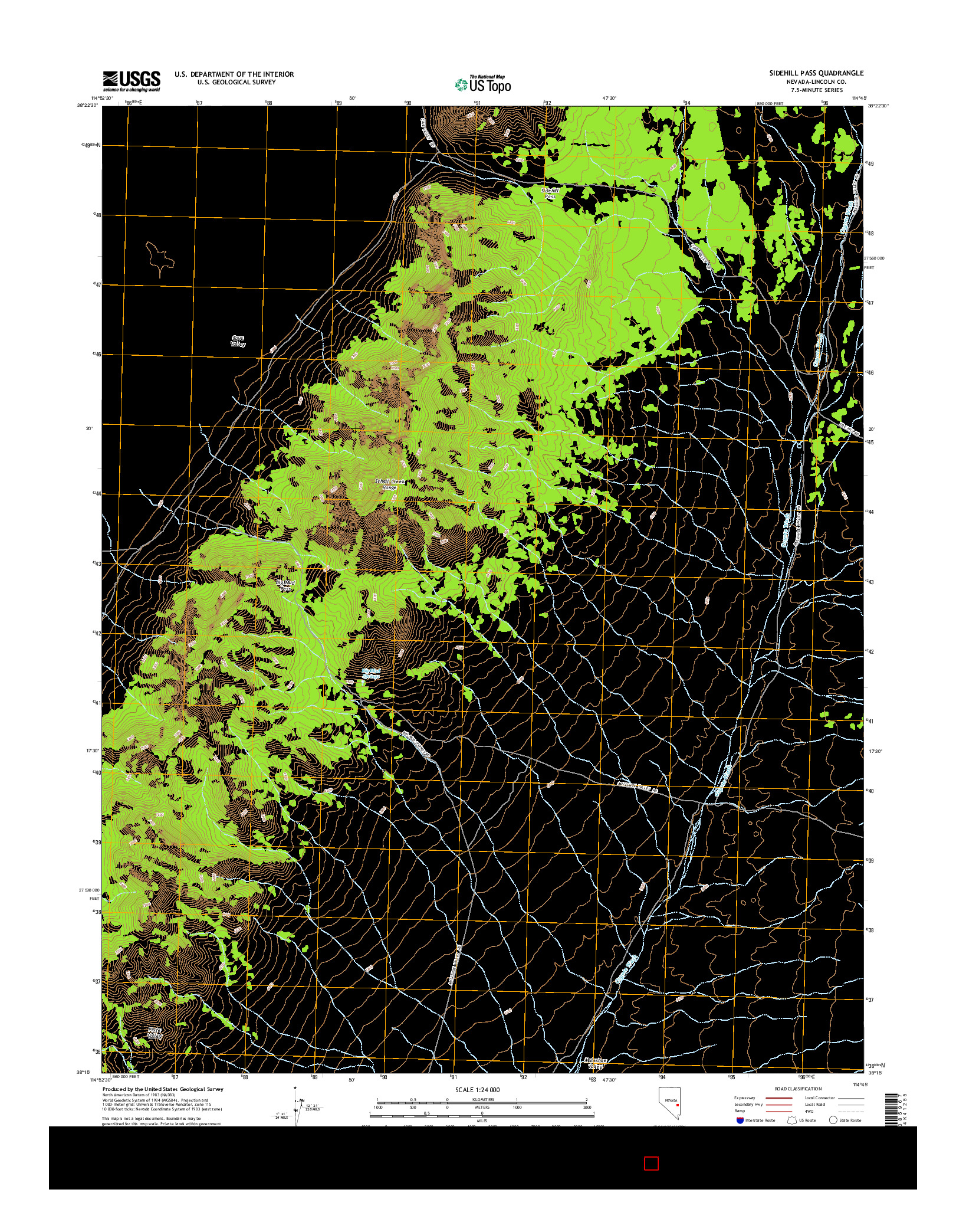 USGS US TOPO 7.5-MINUTE MAP FOR SIDEHILL PASS, NV 2014