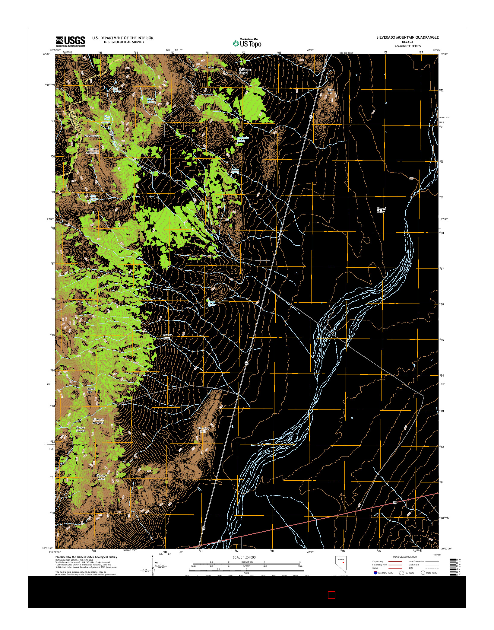 USGS US TOPO 7.5-MINUTE MAP FOR SILVERADO MOUNTAIN, NV 2014