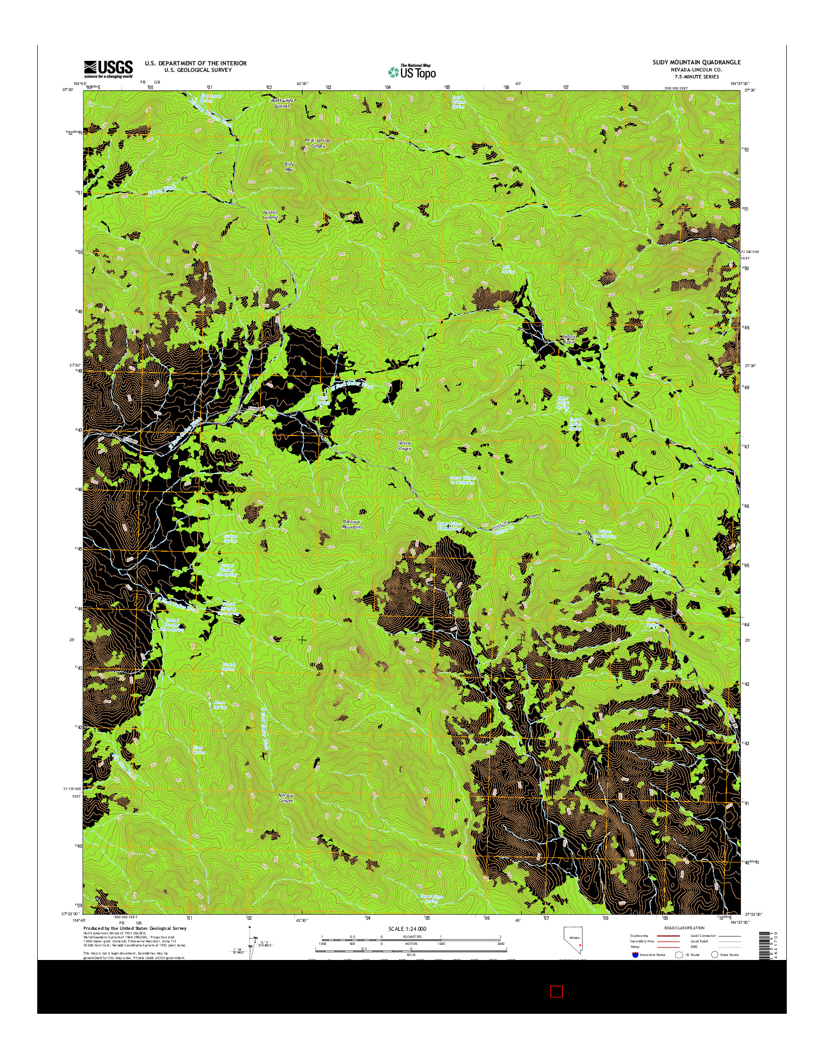 USGS US TOPO 7.5-MINUTE MAP FOR SLIDY MOUNTAIN, NV 2014