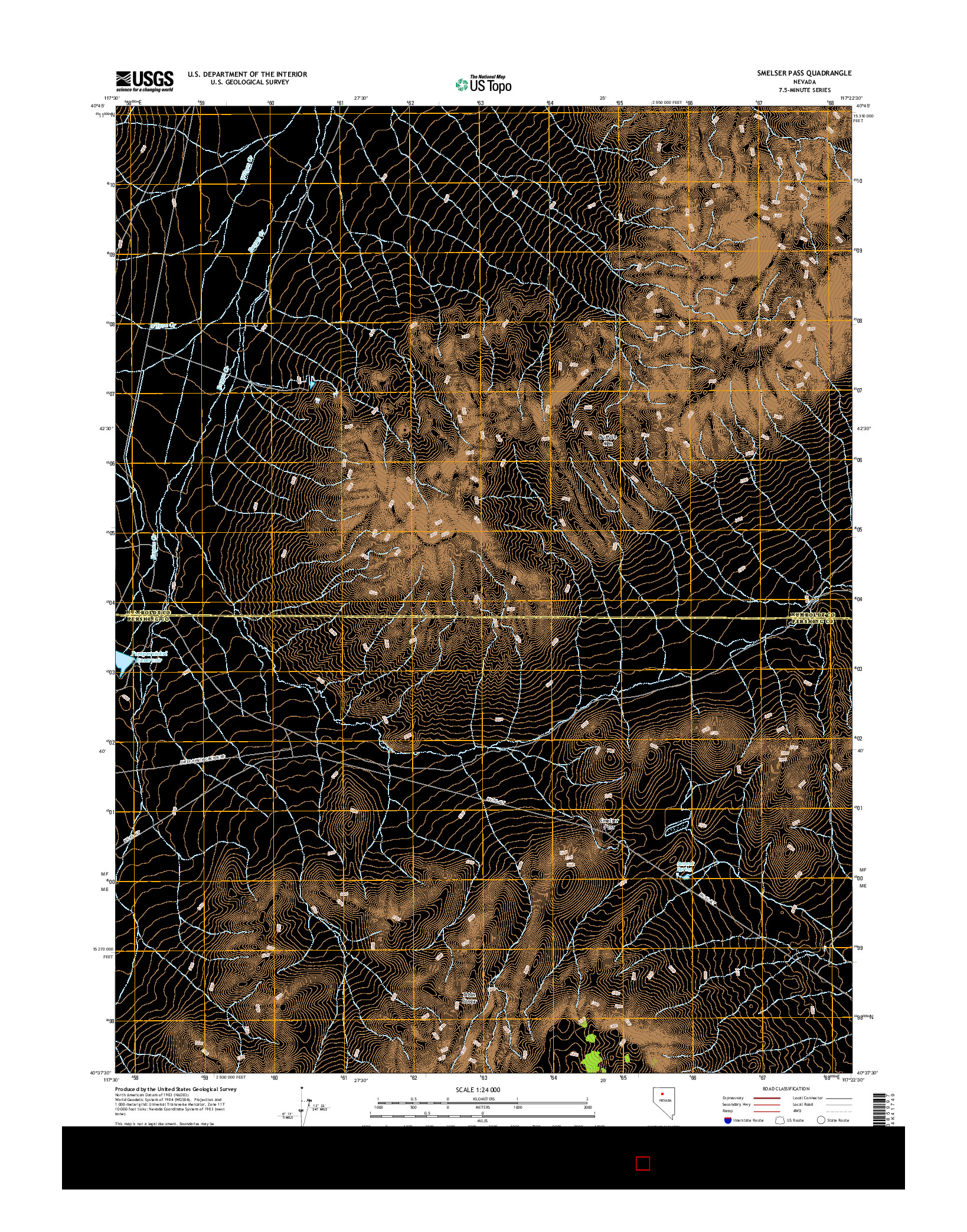 USGS US TOPO 7.5-MINUTE MAP FOR SMELSER PASS, NV 2014