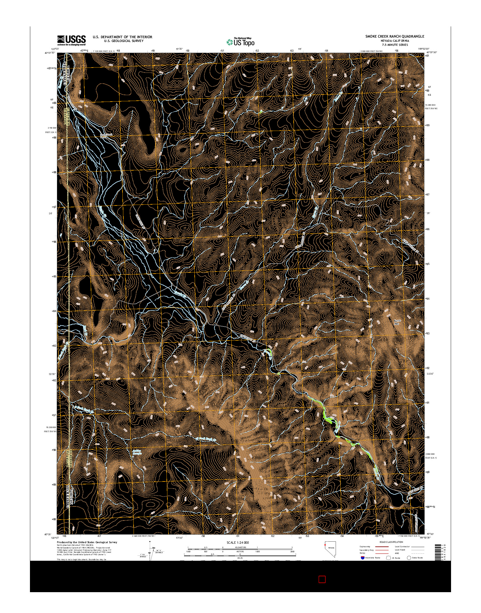 USGS US TOPO 7.5-MINUTE MAP FOR SMOKE CREEK RANCH, NV-CA 2014