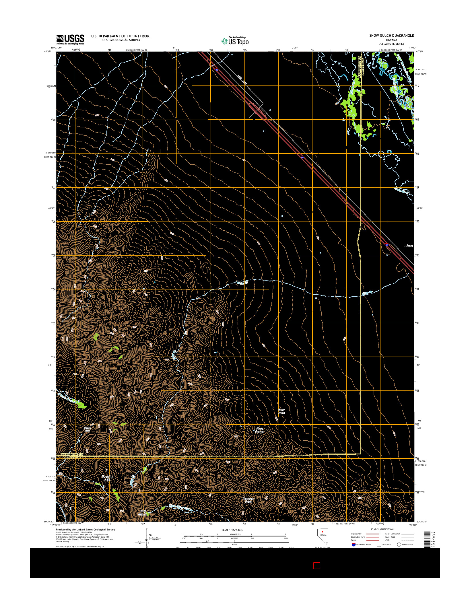 USGS US TOPO 7.5-MINUTE MAP FOR SNOW GULCH, NV 2014