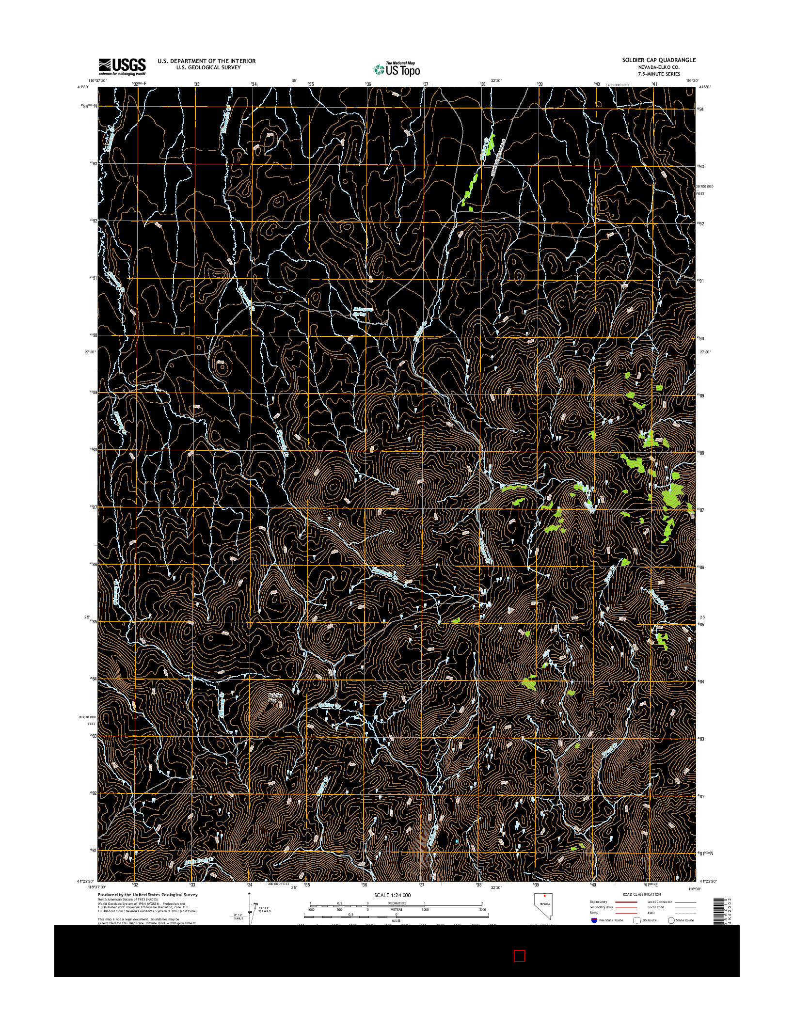 USGS US TOPO 7.5-MINUTE MAP FOR SOLDIER CAP, NV 2014
