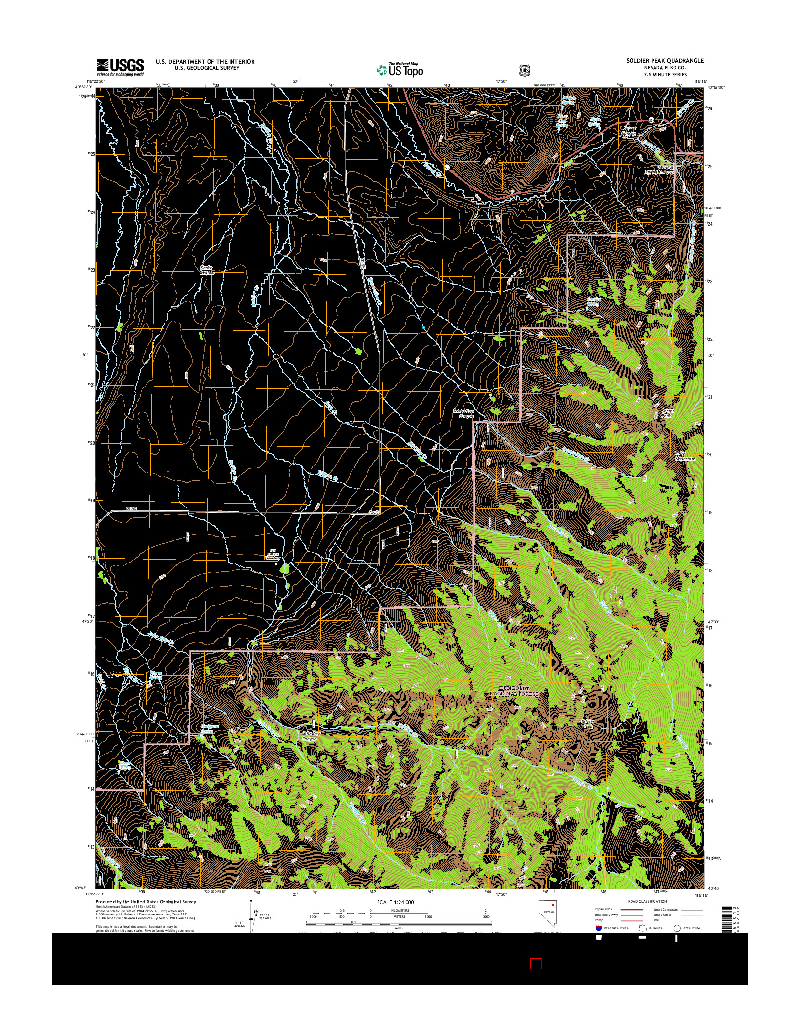USGS US TOPO 7.5-MINUTE MAP FOR SOLDIER PEAK, NV 2014