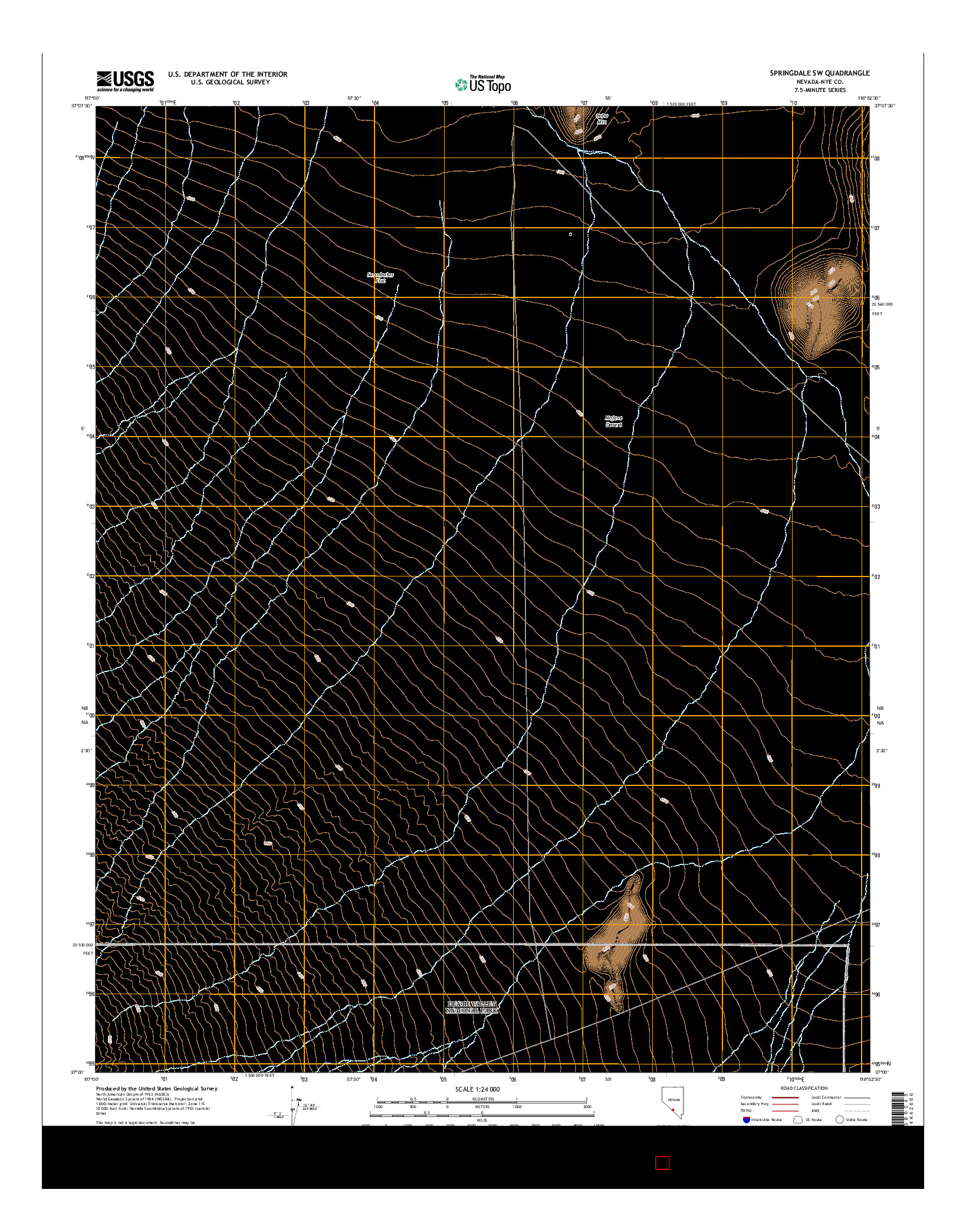 USGS US TOPO 7.5-MINUTE MAP FOR SPRINGDALE SW, NV 2014