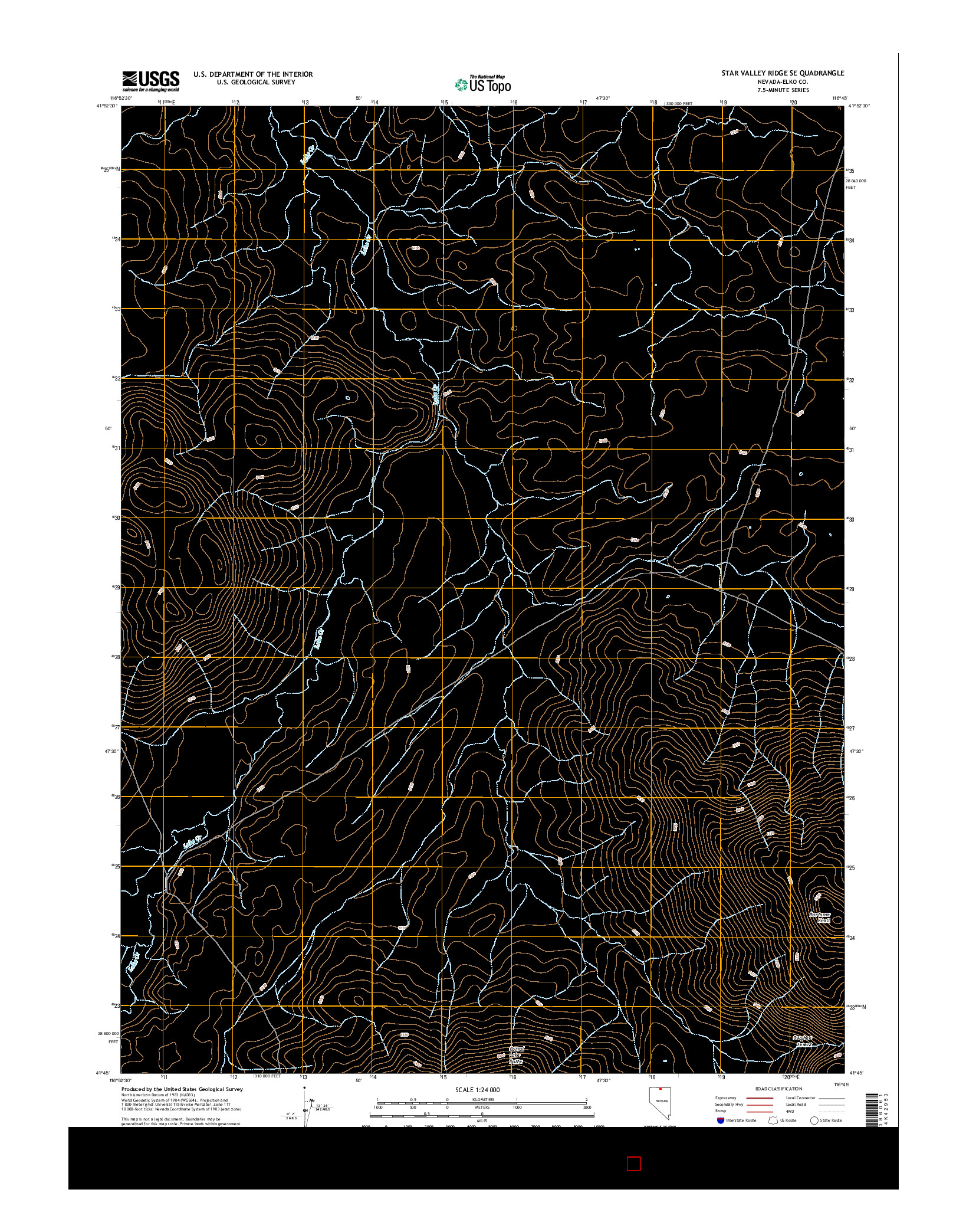USGS US TOPO 7.5-MINUTE MAP FOR STAR VALLEY RIDGE SE, NV 2014