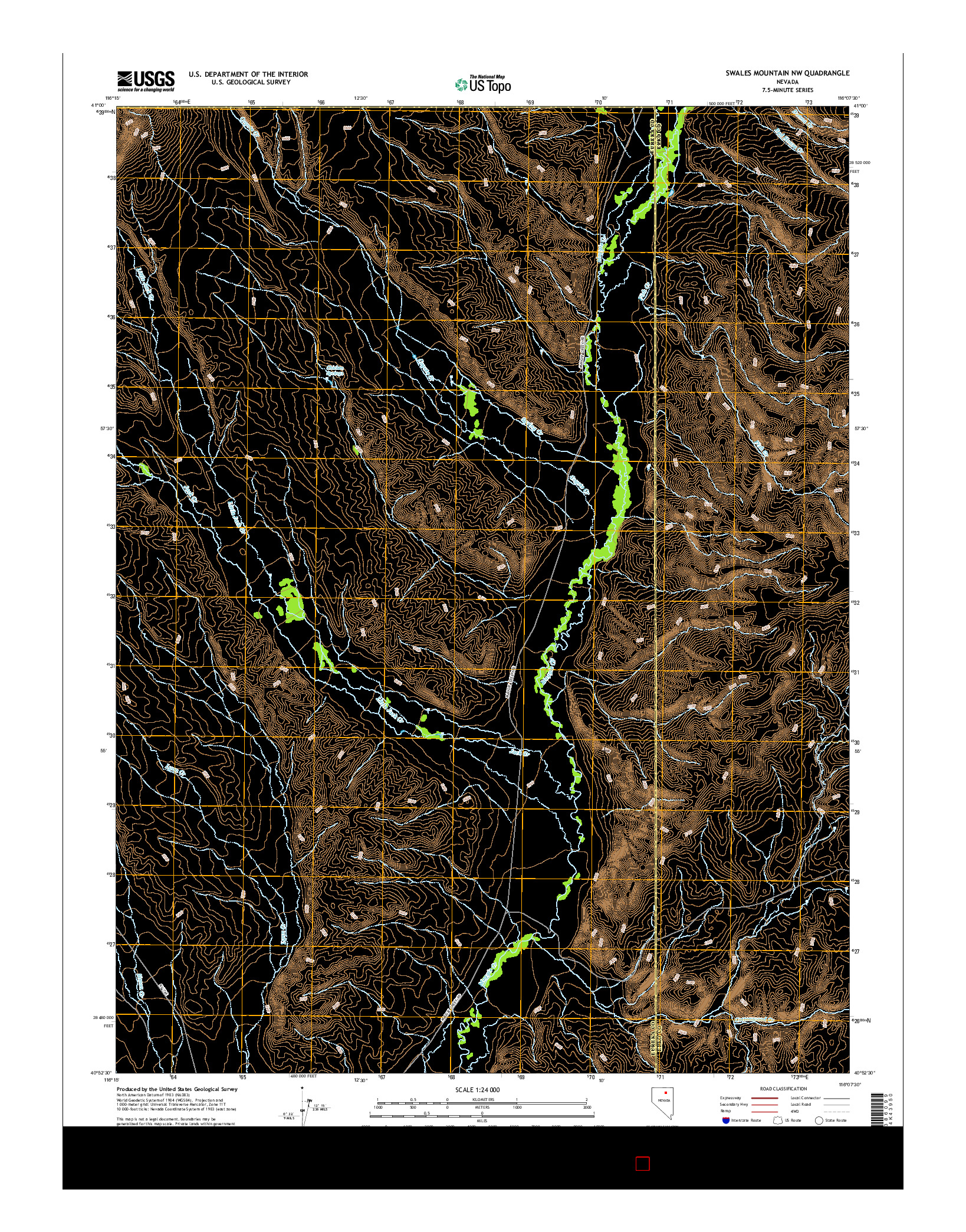USGS US TOPO 7.5-MINUTE MAP FOR SWALES MOUNTAIN NW, NV 2014