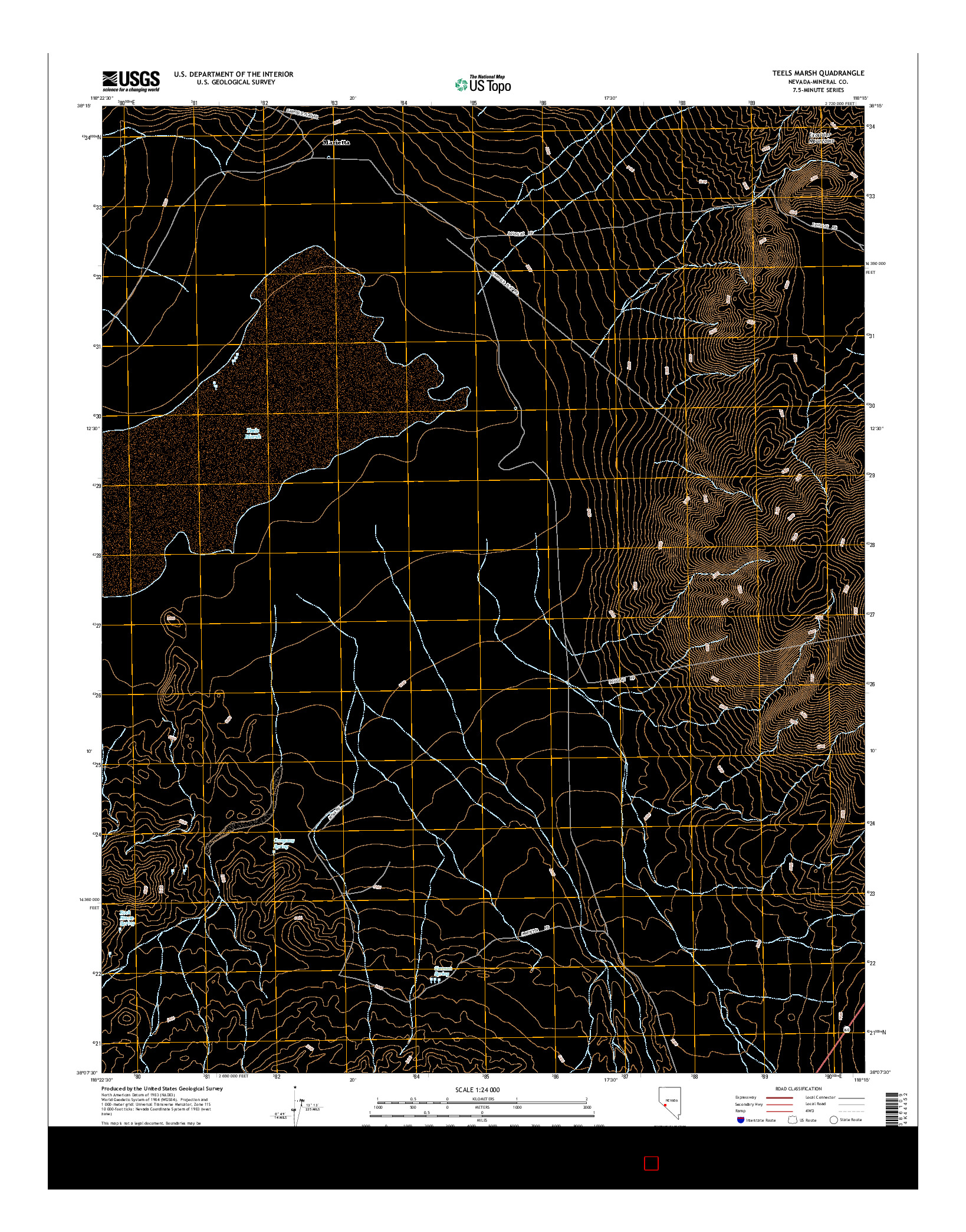 USGS US TOPO 7.5-MINUTE MAP FOR TEELS MARSH, NV 2014