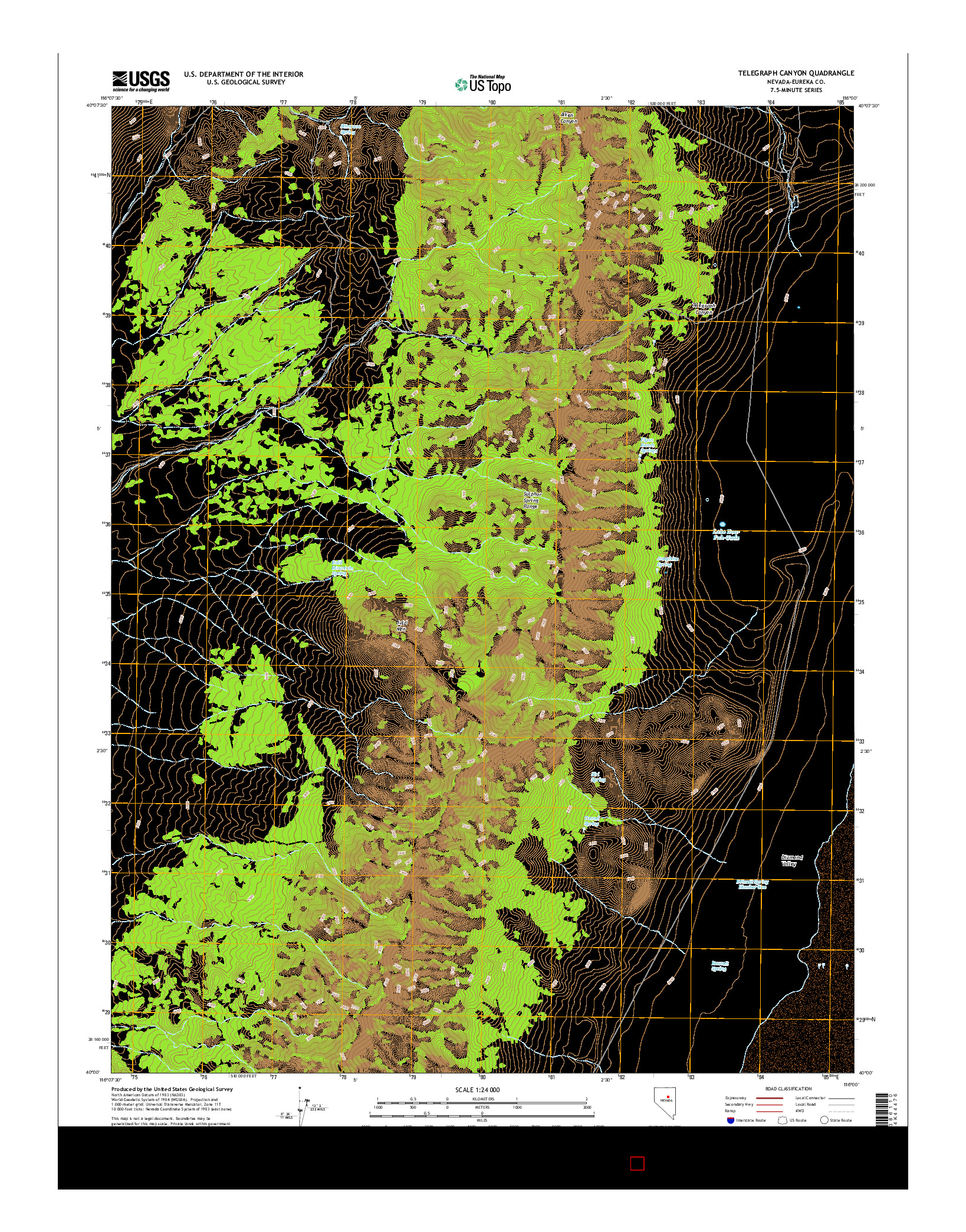 USGS US TOPO 7.5-MINUTE MAP FOR TELEGRAPH CANYON, NV 2014