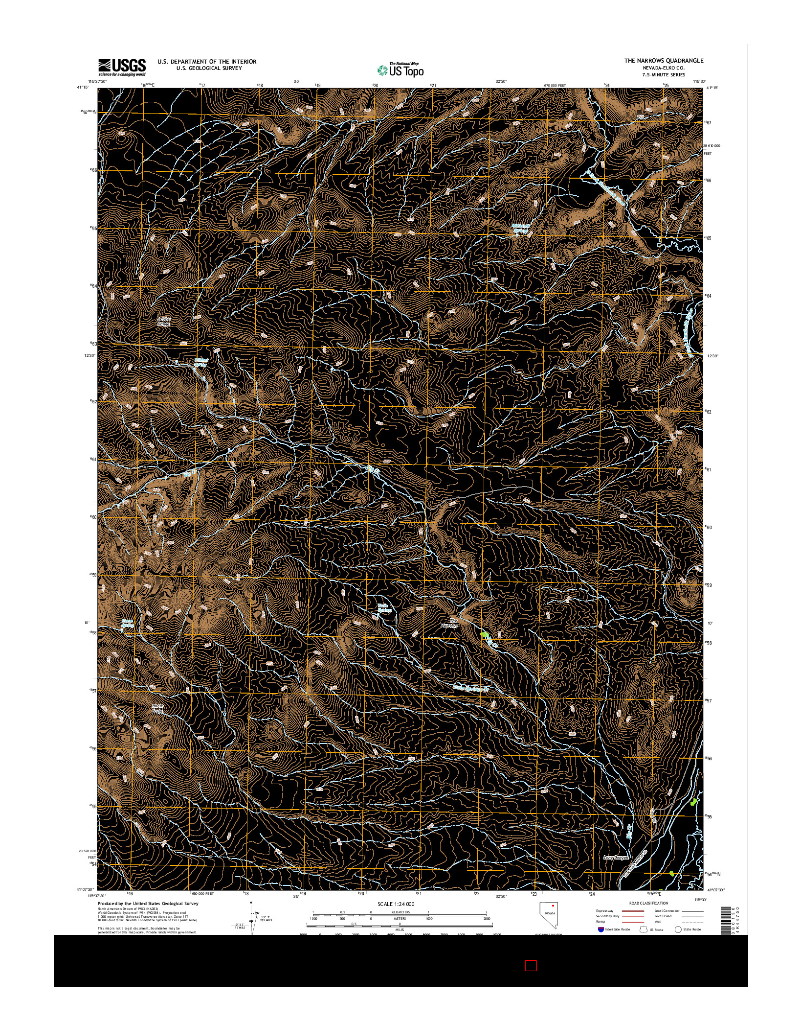 USGS US TOPO 7.5-MINUTE MAP FOR THE NARROWS, NV 2014
