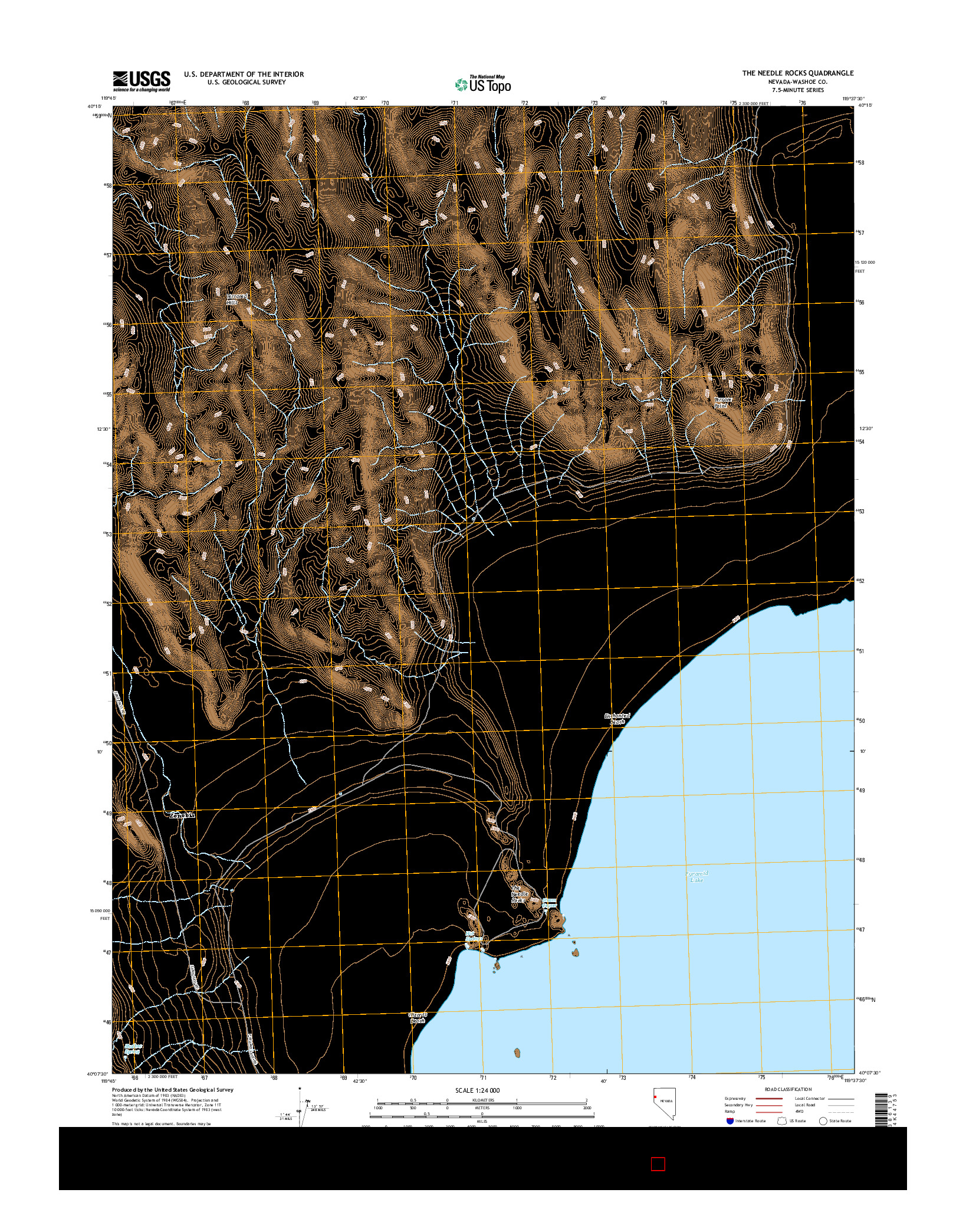 USGS US TOPO 7.5-MINUTE MAP FOR THE NEEDLE ROCKS, NV 2014