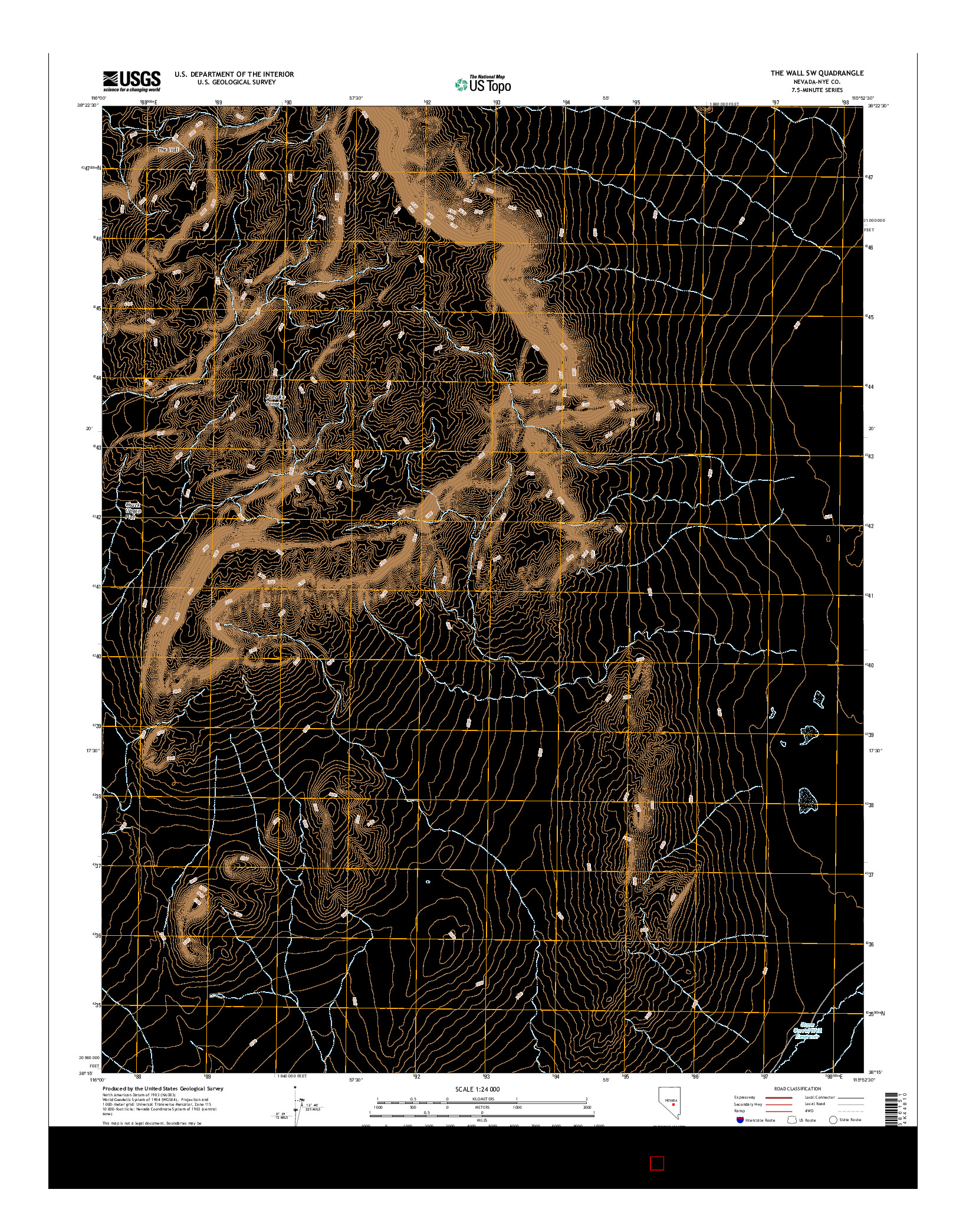 USGS US TOPO 7.5-MINUTE MAP FOR THE WALL SW, NV 2014