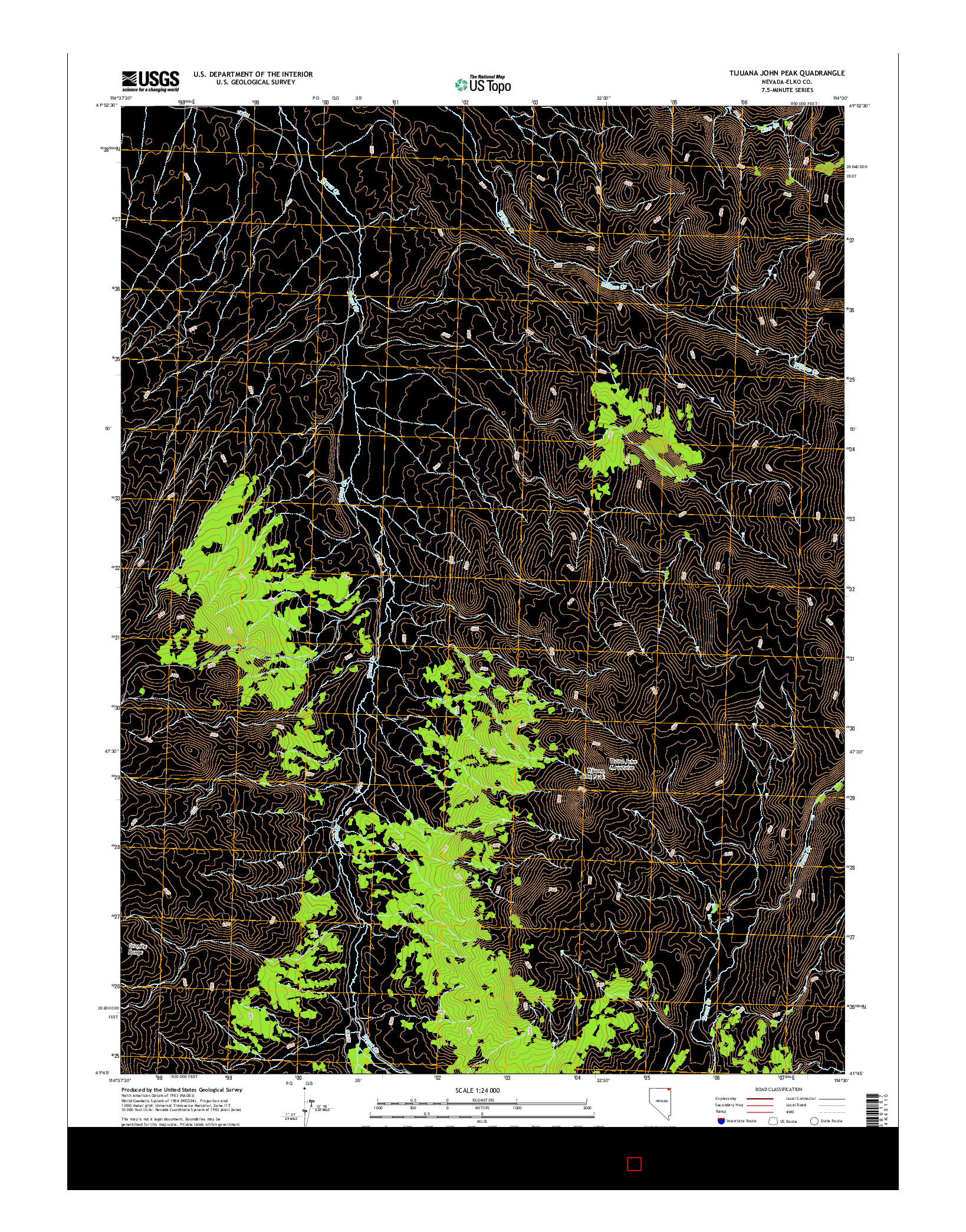 USGS US TOPO 7.5-MINUTE MAP FOR TIJUANA JOHN PEAK, NV 2014