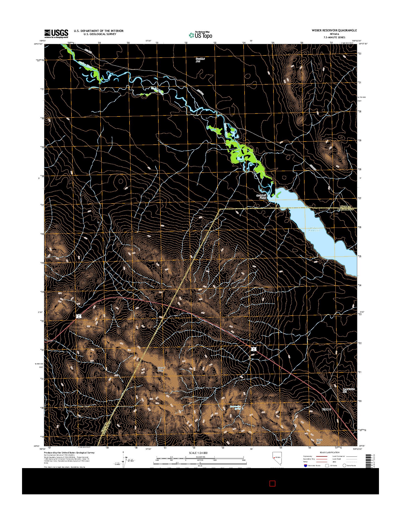 USGS US TOPO 7.5-MINUTE MAP FOR WEBER RESERVOIR, NV 2014