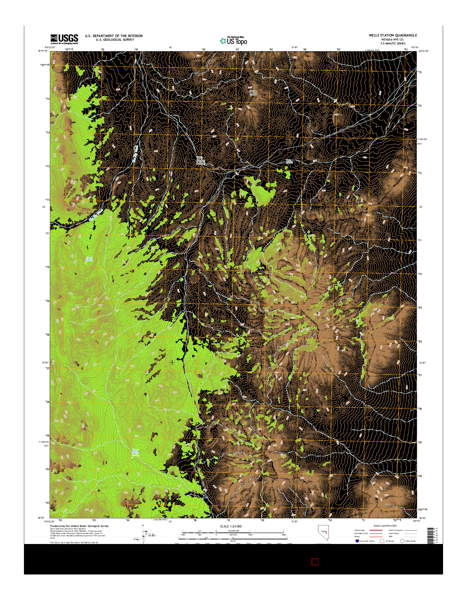 USGS US TOPO 7.5-MINUTE MAP FOR WELLS STATION, NV 2014