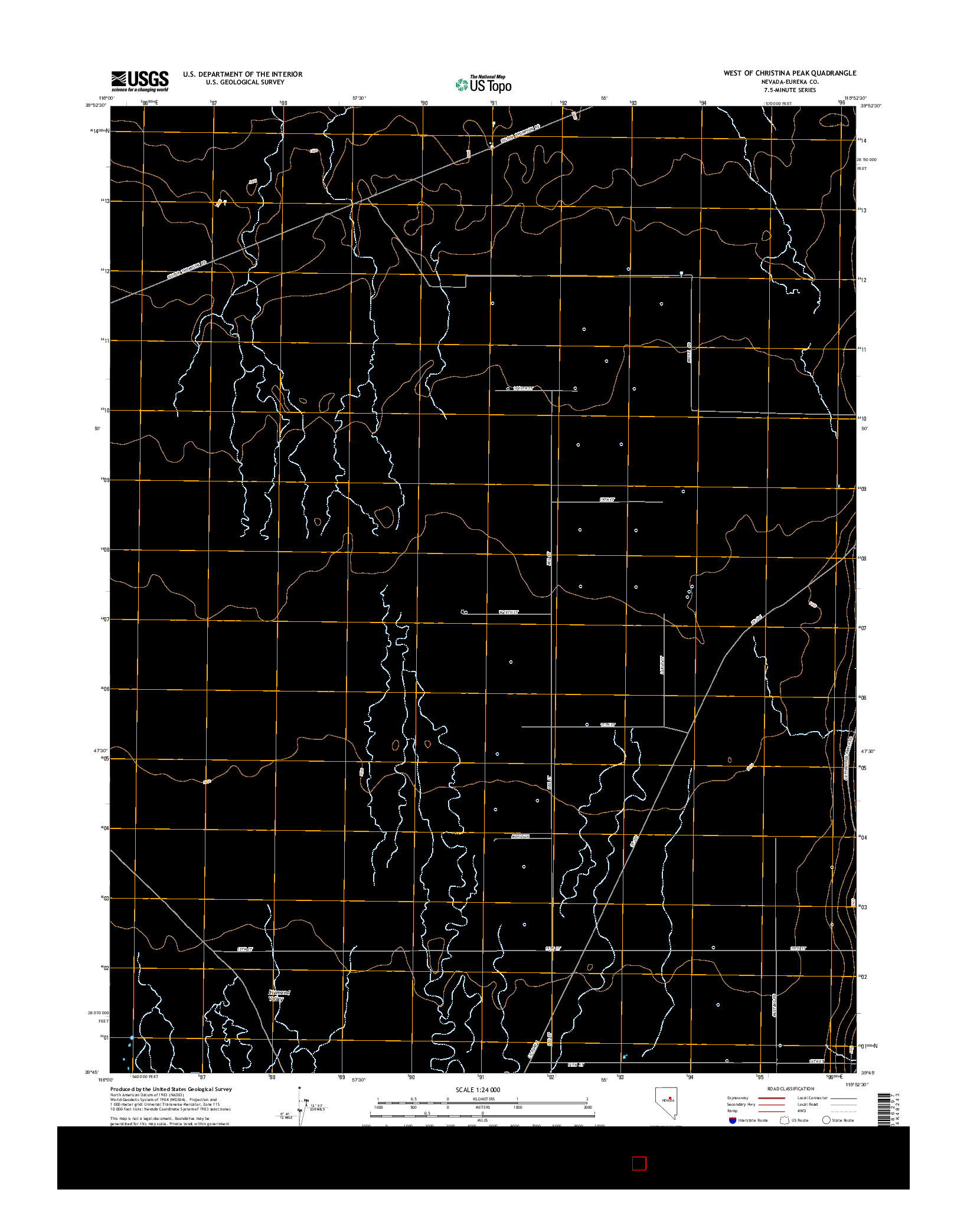 USGS US TOPO 7.5-MINUTE MAP FOR WEST OF CHRISTINA PEAK, NV 2014