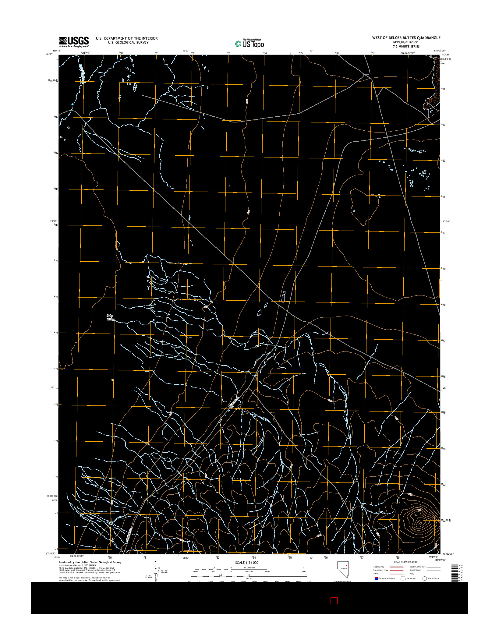 USGS US TOPO 7.5-MINUTE MAP FOR WEST OF DELCER BUTTES, NV 2014