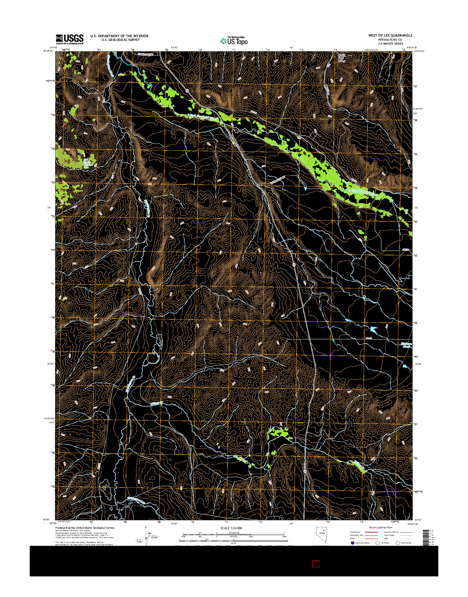 USGS US TOPO 7.5-MINUTE MAP FOR WEST OF LEE, NV 2014