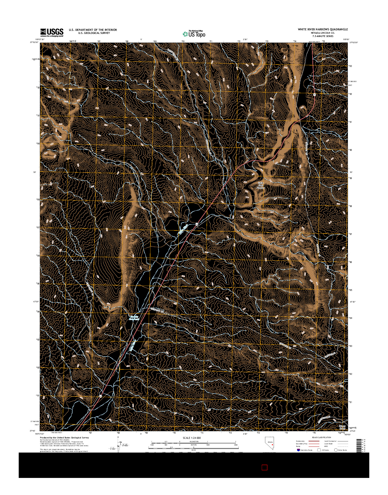 USGS US TOPO 7.5-MINUTE MAP FOR WHITE RIVER NARROWS, NV 2014