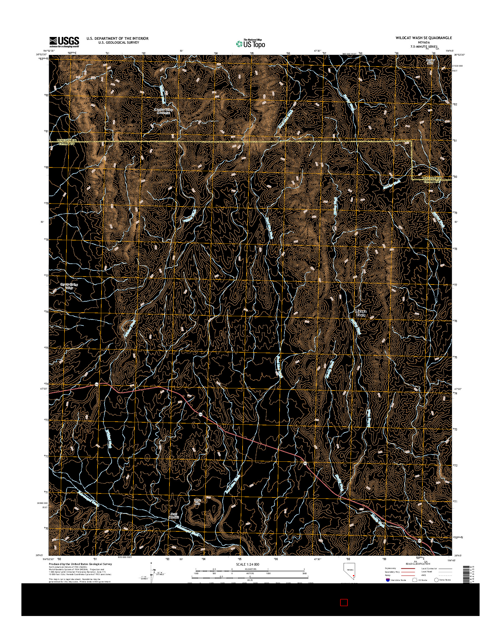 USGS US TOPO 7.5-MINUTE MAP FOR WILDCAT WASH SE, NV 2014