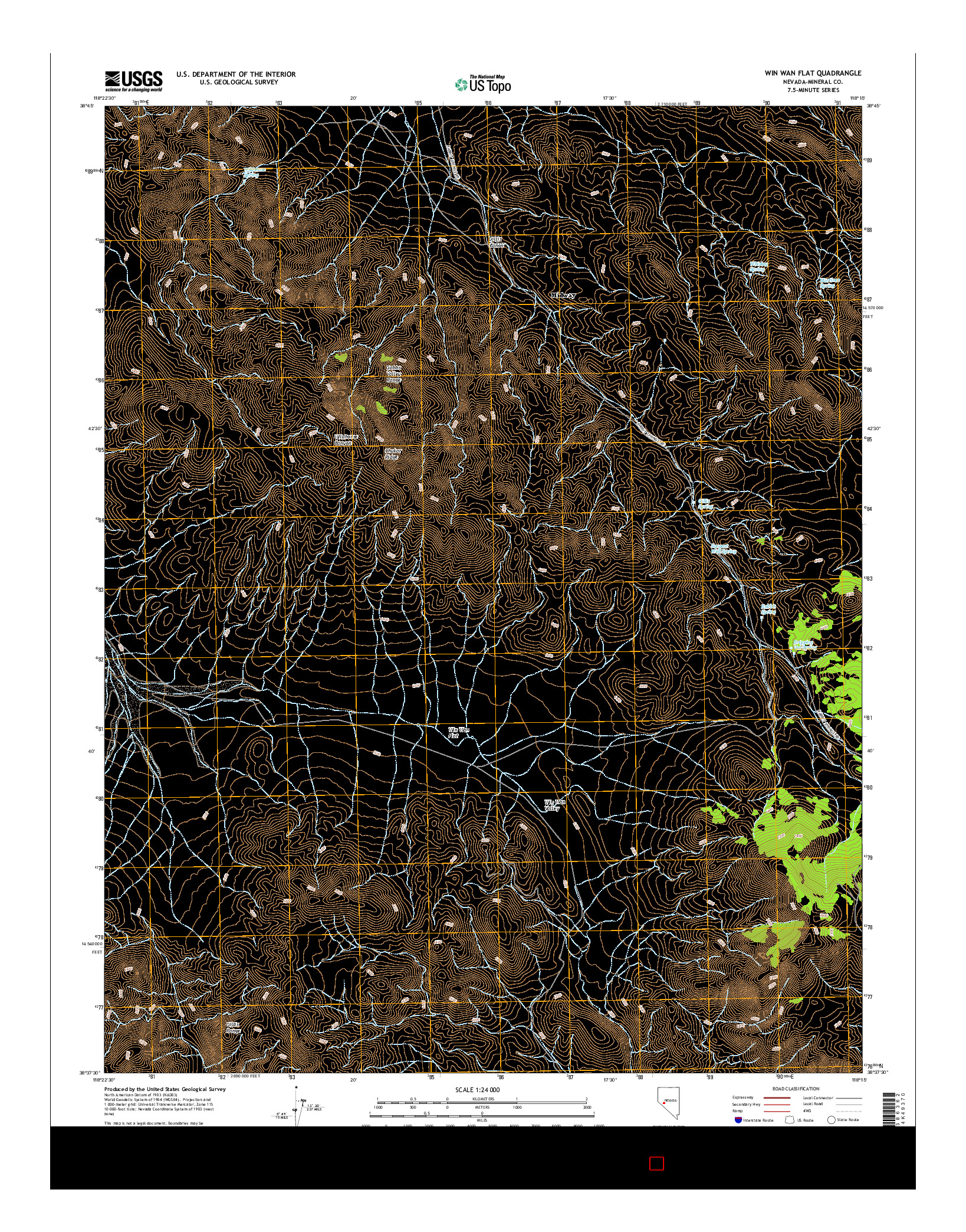 USGS US TOPO 7.5-MINUTE MAP FOR WIN WAN FLAT, NV 2014