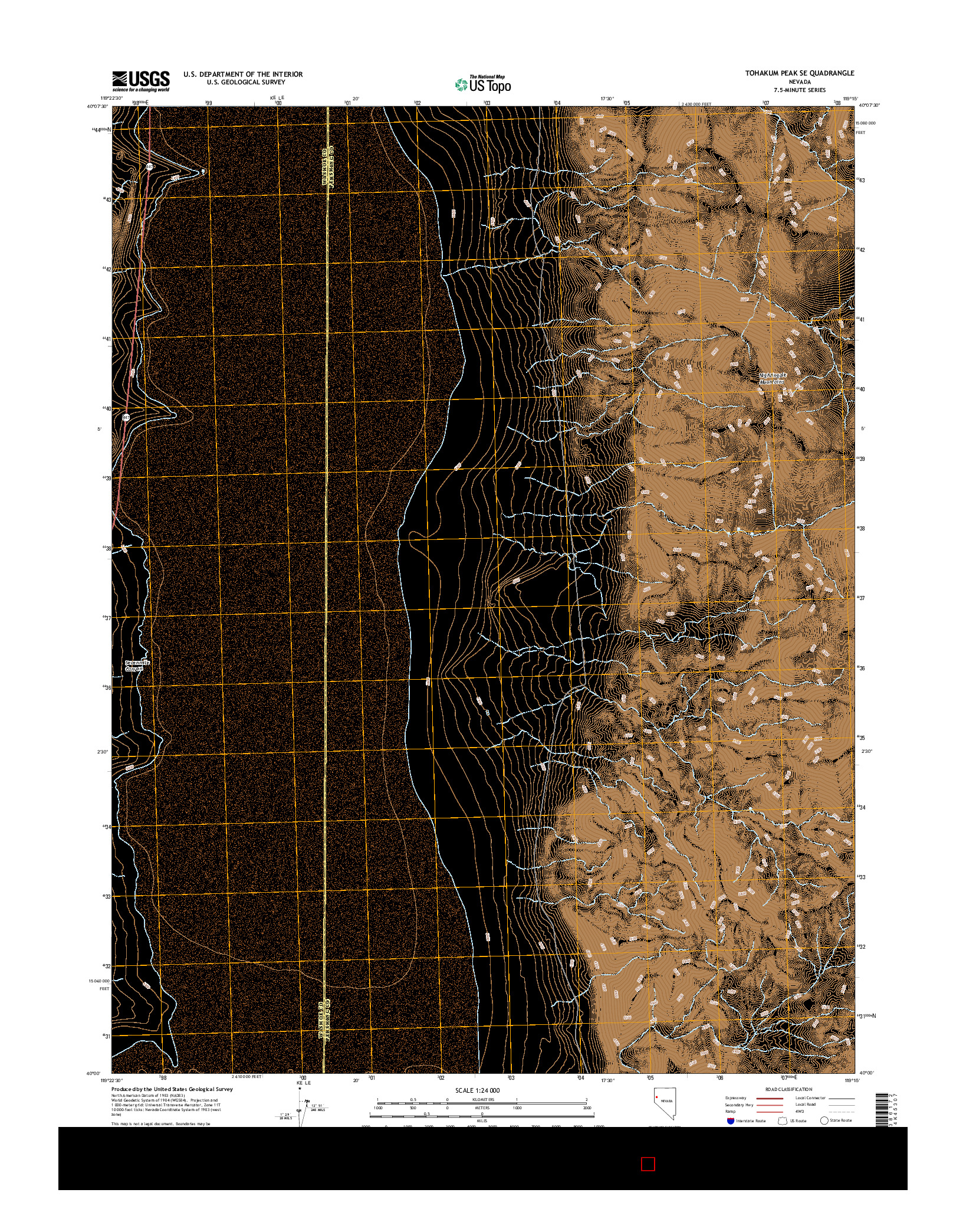 USGS US TOPO 7.5-MINUTE MAP FOR TOHAKUM PEAK SE, NV 2014