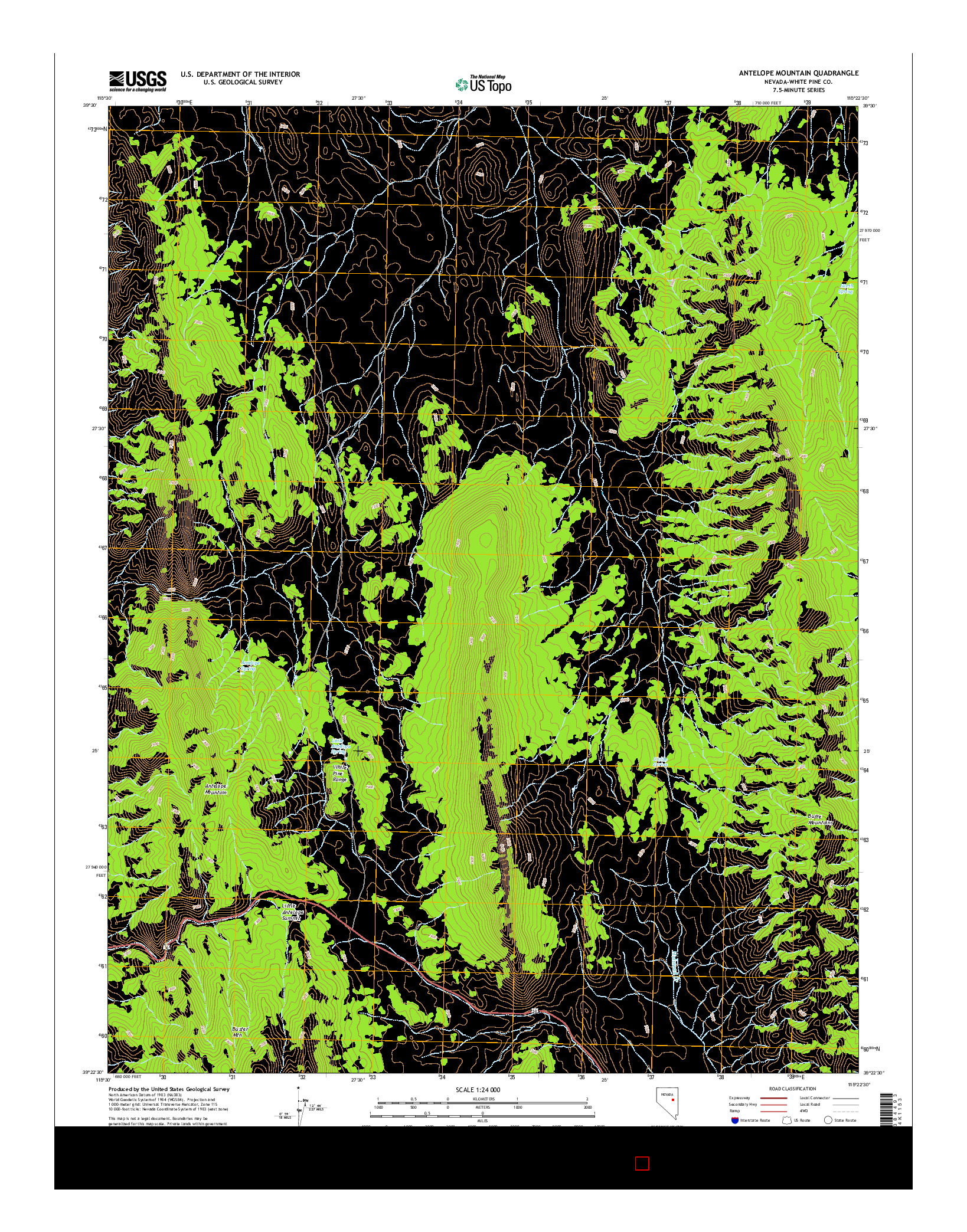 USGS US TOPO 7.5-MINUTE MAP FOR ANTELOPE MOUNTAIN, NV 2014