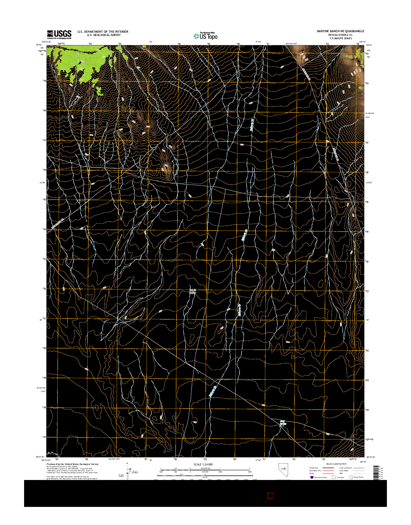 USGS US TOPO 7.5-MINUTE MAP FOR BARTINE RANCH NE, NV 2014