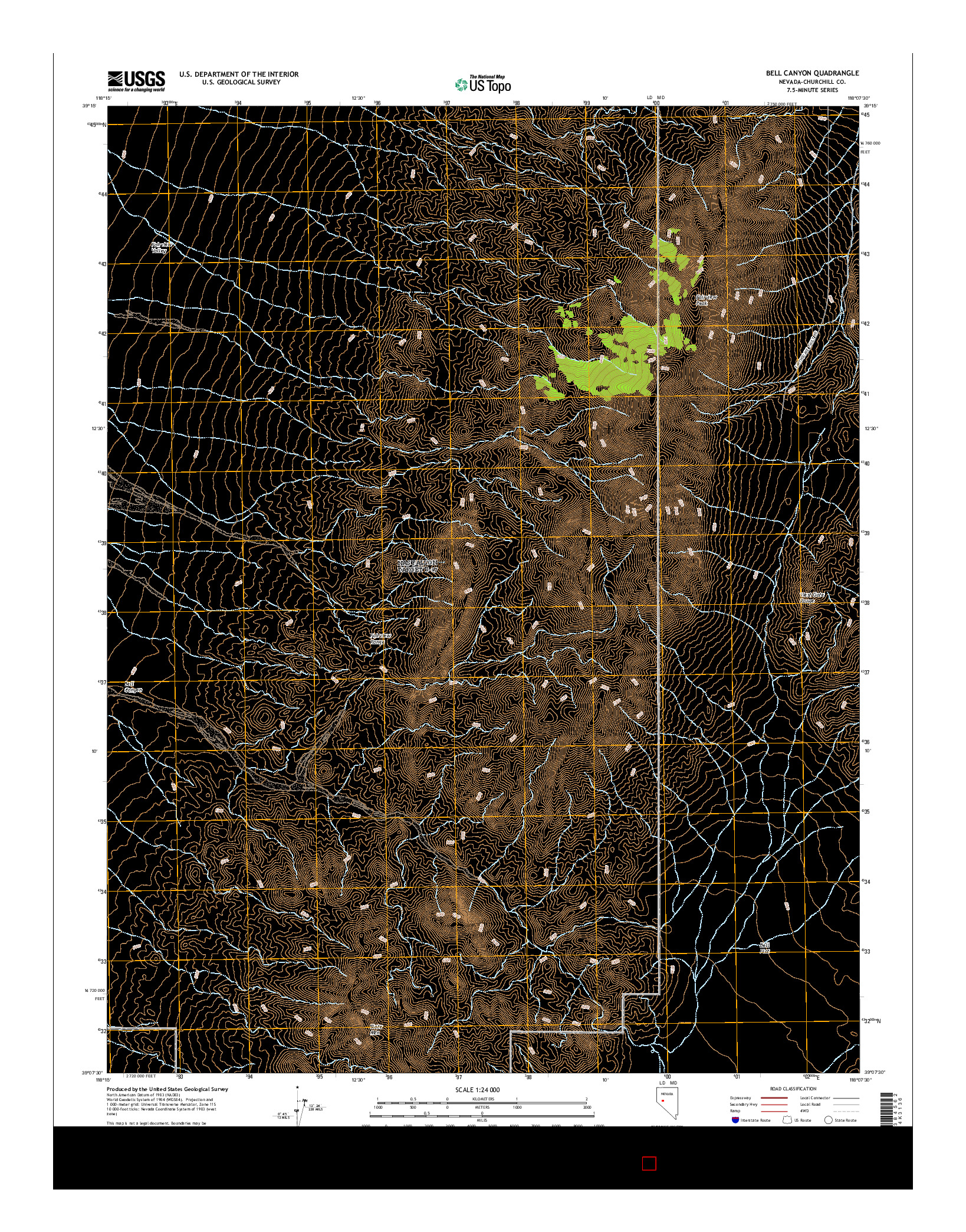 USGS US TOPO 7.5-MINUTE MAP FOR BELL CANYON, NV 2014