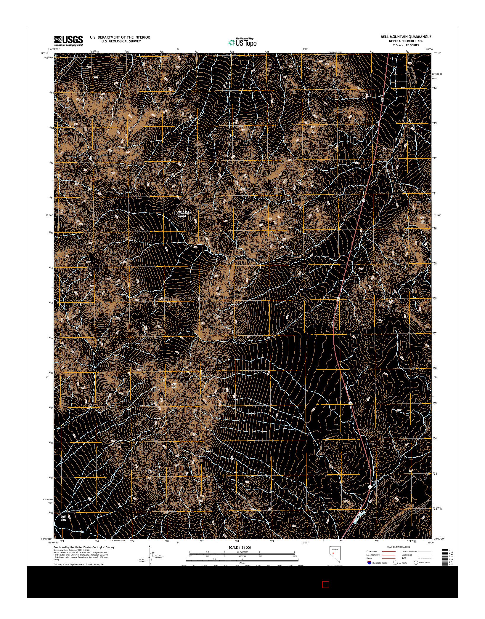 USGS US TOPO 7.5-MINUTE MAP FOR BELL MOUNTAIN, NV 2014