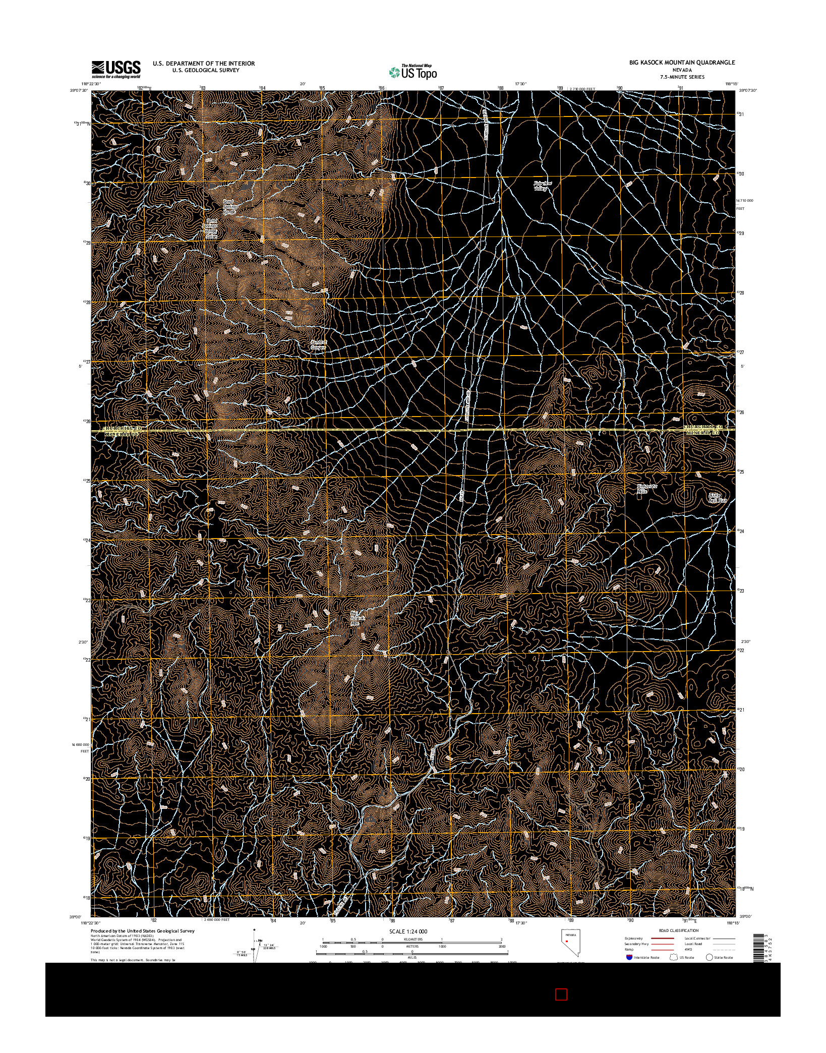 USGS US TOPO 7.5-MINUTE MAP FOR BIG KASOCK MOUNTAIN, NV 2014