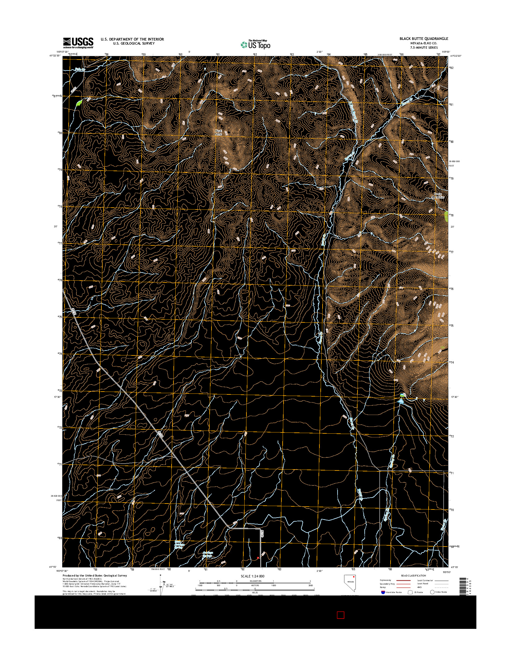 USGS US TOPO 7.5-MINUTE MAP FOR BLACK BUTTE, NV 2014
