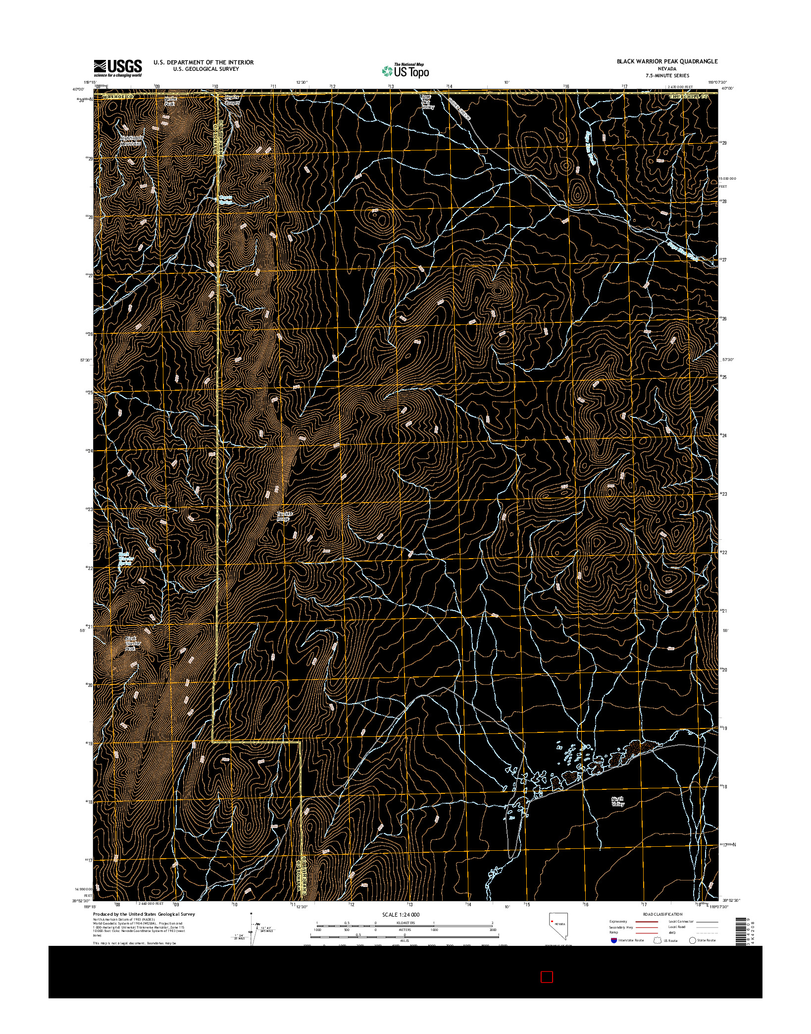 USGS US TOPO 7.5-MINUTE MAP FOR BLACK WARRIOR PEAK, NV 2014
