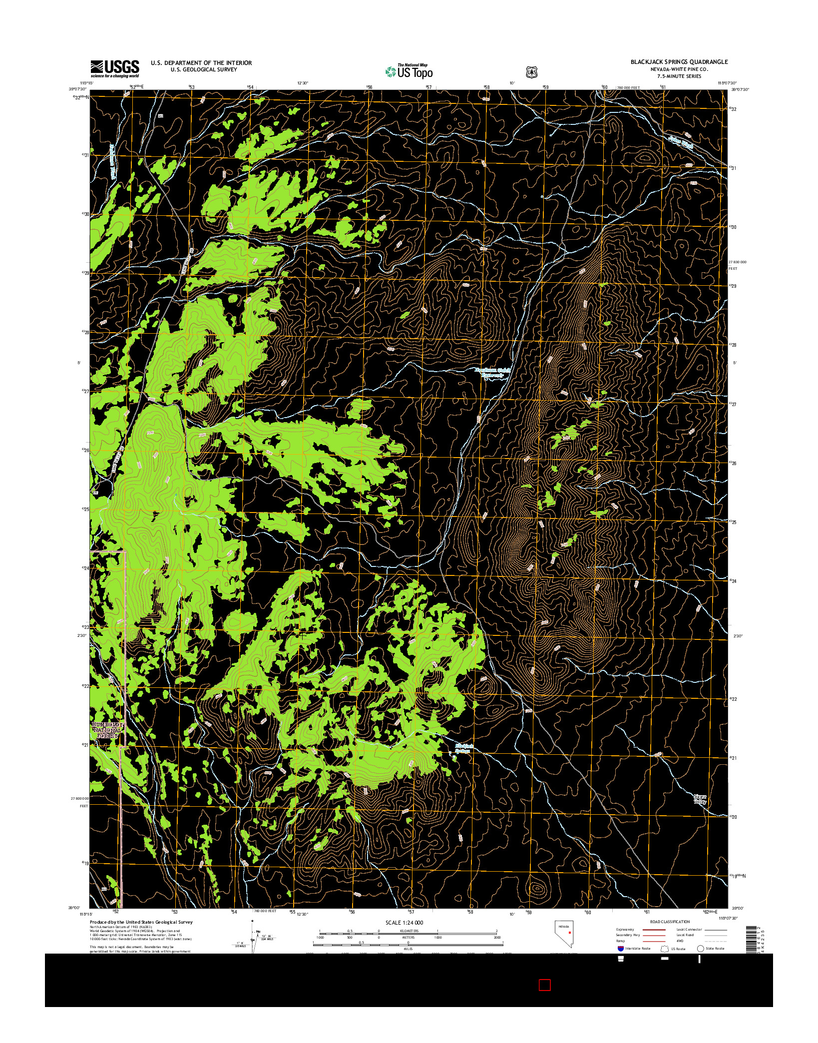 USGS US TOPO 7.5-MINUTE MAP FOR BLACKJACK SPRINGS, NV 2014