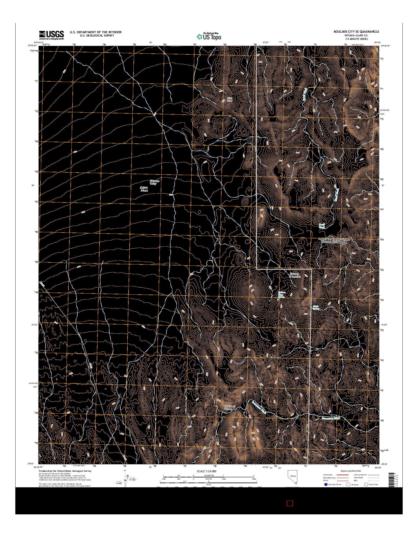 USGS US TOPO 7.5-MINUTE MAP FOR BOULDER CITY SE, NV 2014