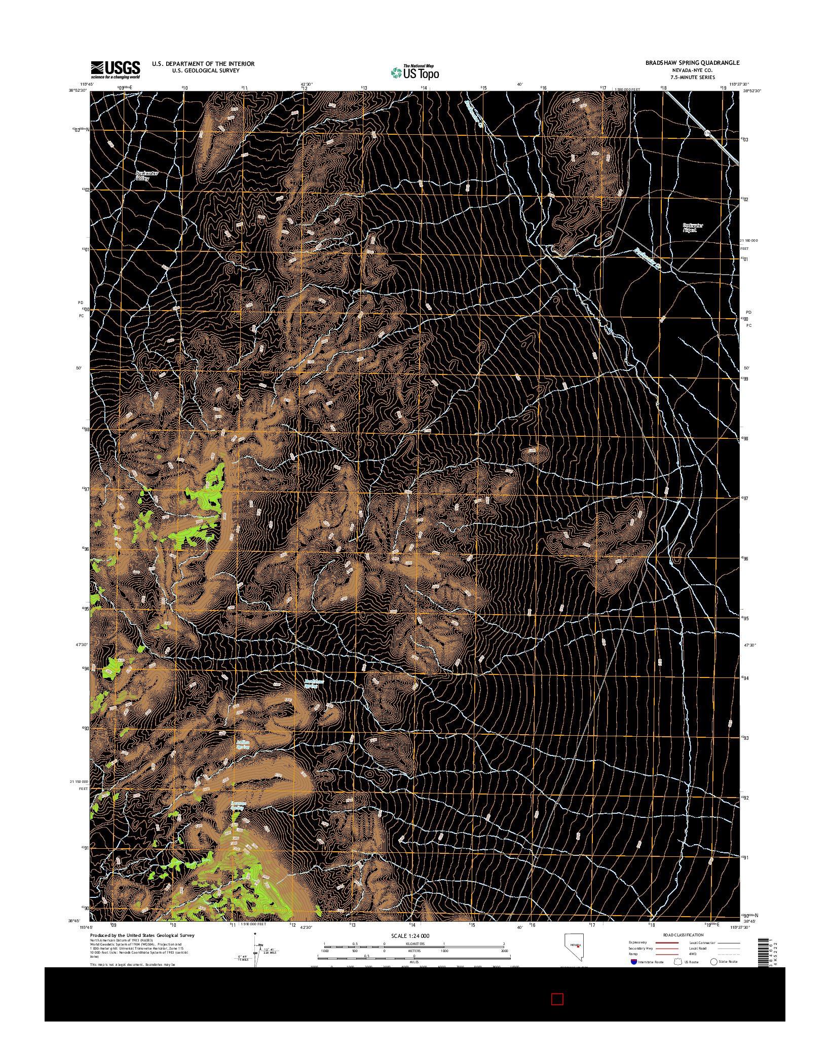 USGS US TOPO 7.5-MINUTE MAP FOR BRADSHAW SPRING, NV 2014