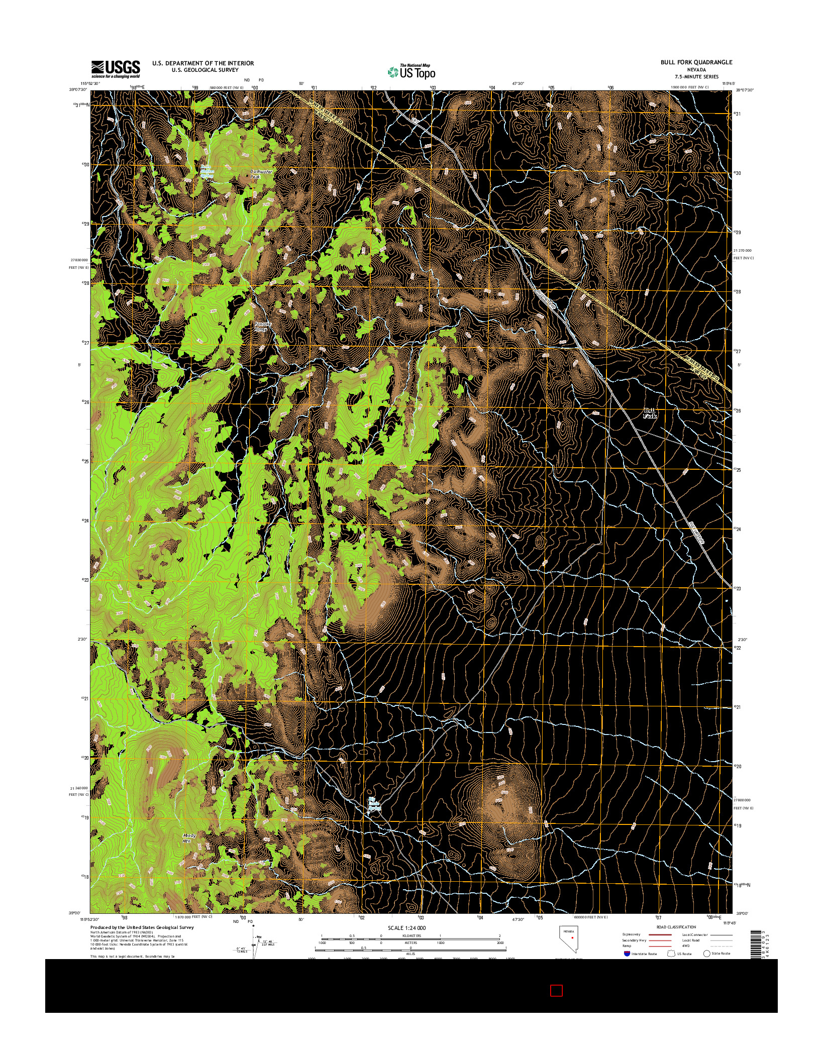 USGS US TOPO 7.5-MINUTE MAP FOR BULL FORK, NV 2014